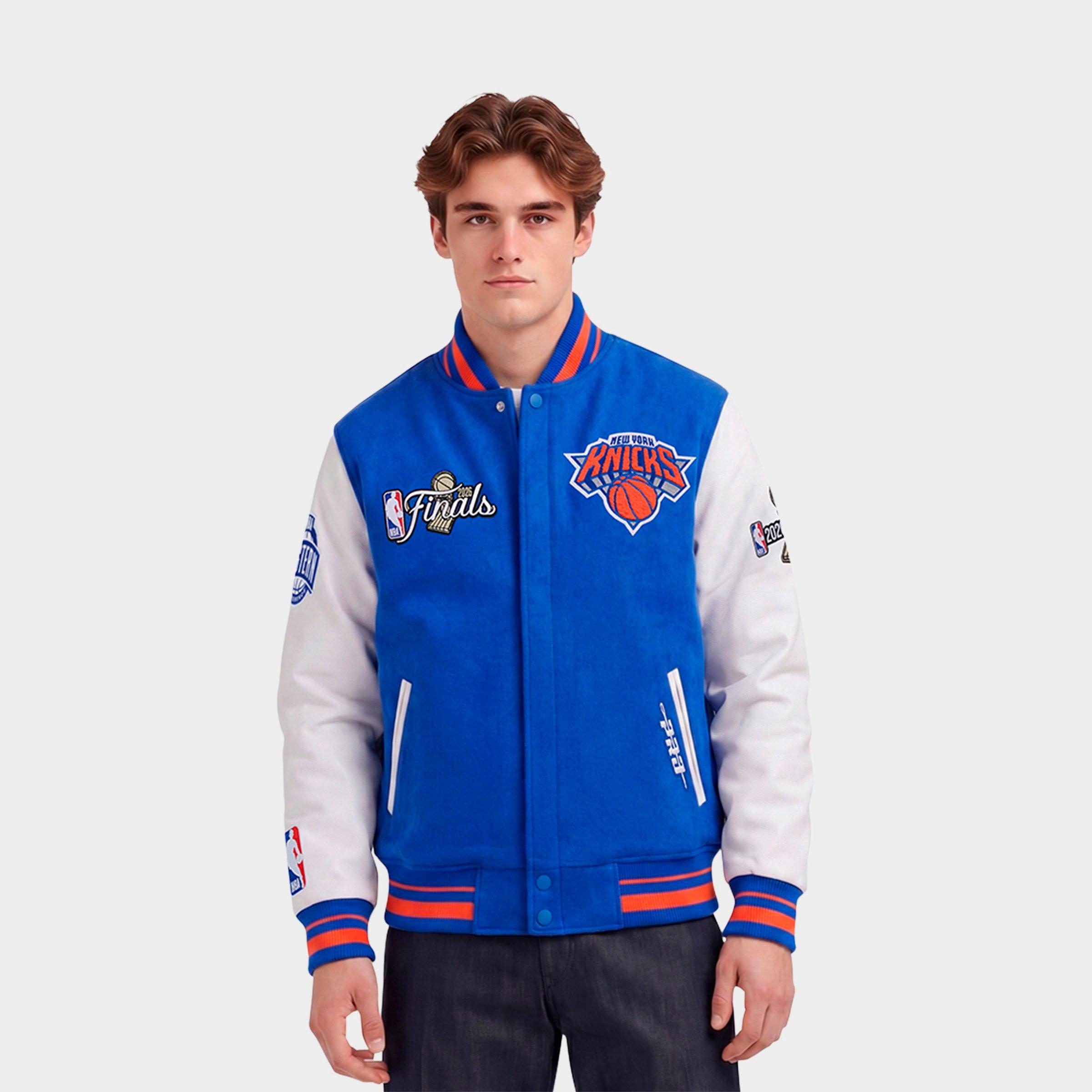 Pro Standard Men's New York Knicks NBA Championship 2026 Varsity Jacket in Royal/Orange/Royal Size: 2XL