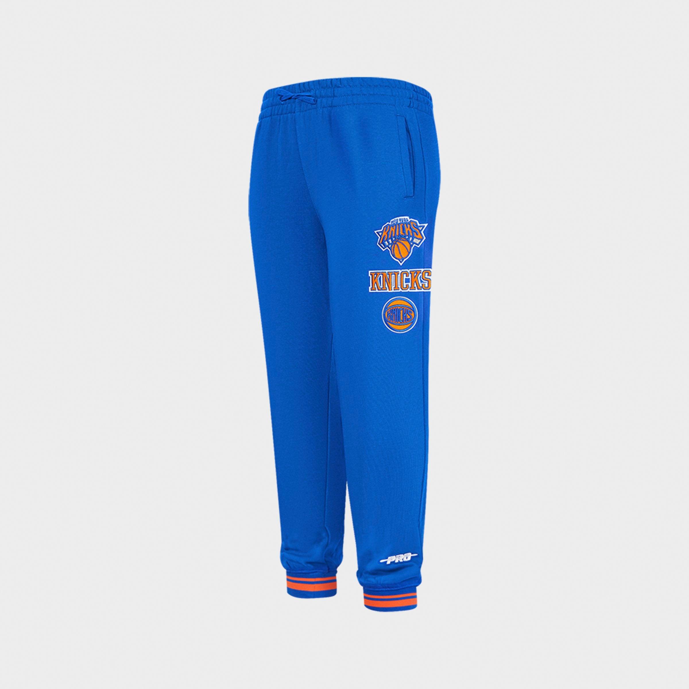 Pro Standard Big Kids New York Knicks NBA Retro Classics Fleece Jogger Pants in Royal Blue/Orange Size: XL