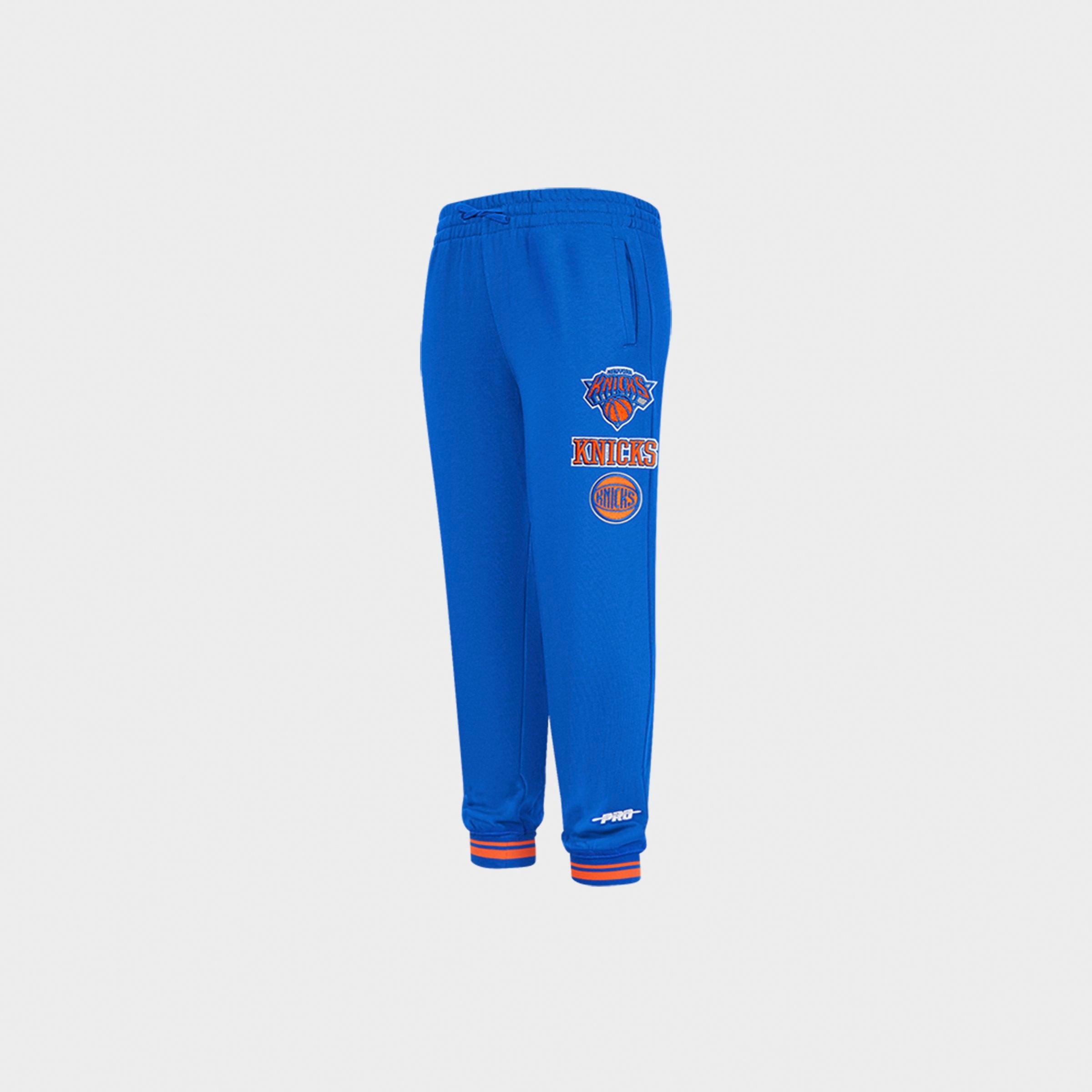 Pro Standard Big Kids New York Knicks NBA Retro Classic 2.0 Fleece Jogger Pants in Royal Blue/Orange Size: 6