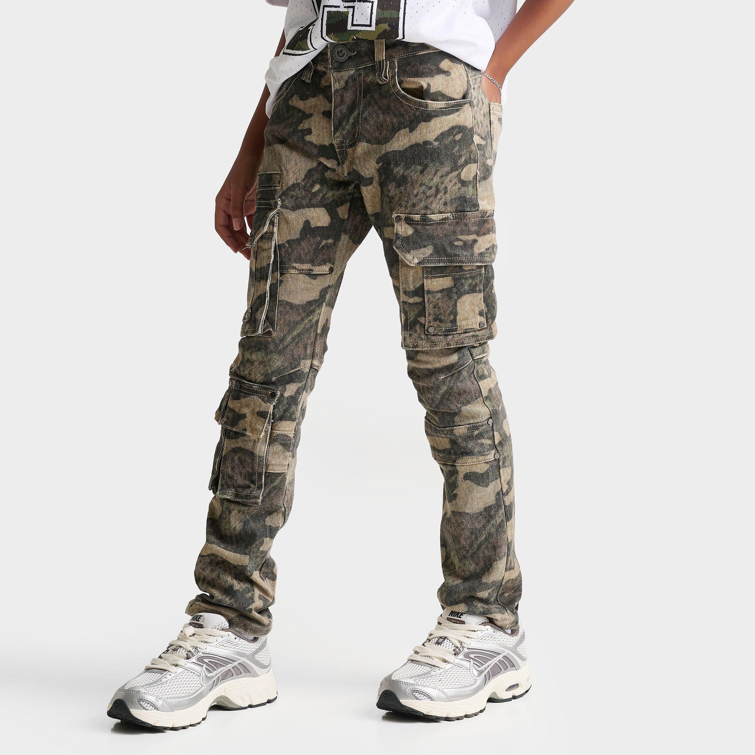 Smoke Rise Boys Big Kids Camo Utility Cargo Denim Jeans in Arden Camo Size: 10