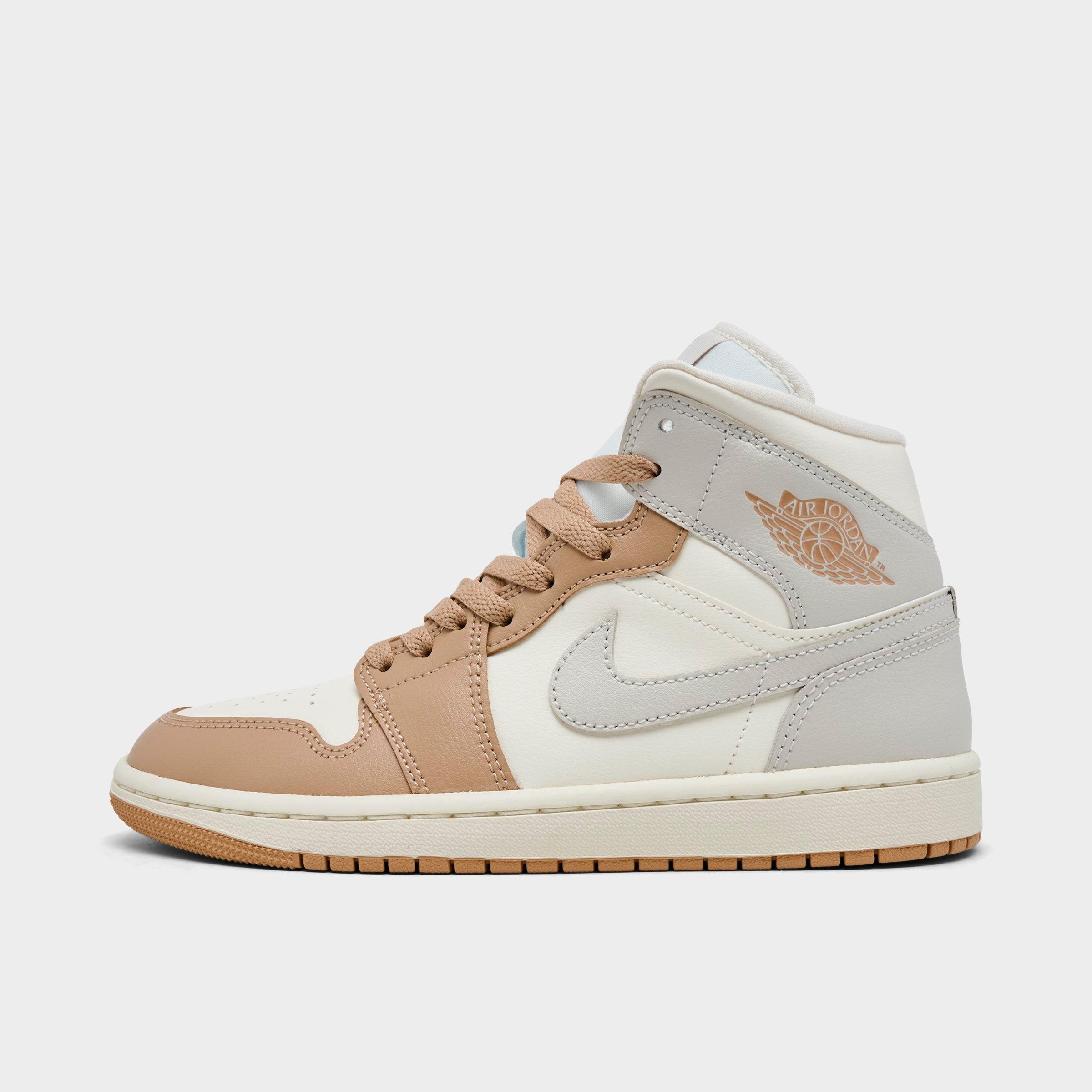 Jordan Women's Air Retro 1 Mid Casual Shoes in Pale Ivory/Hemp/Sail Size: 5.0