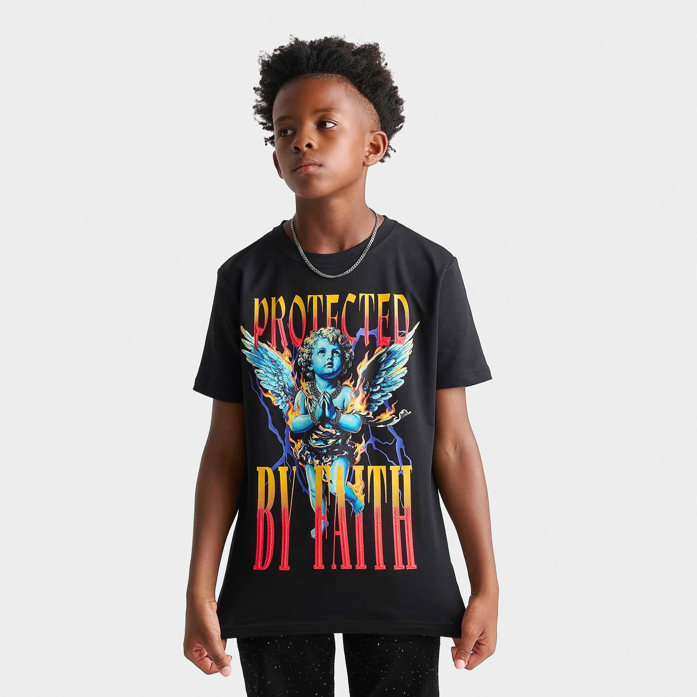 Streetz Iz Watchin Big Kids Protected By Faith T-Shirt in Black Size: XL