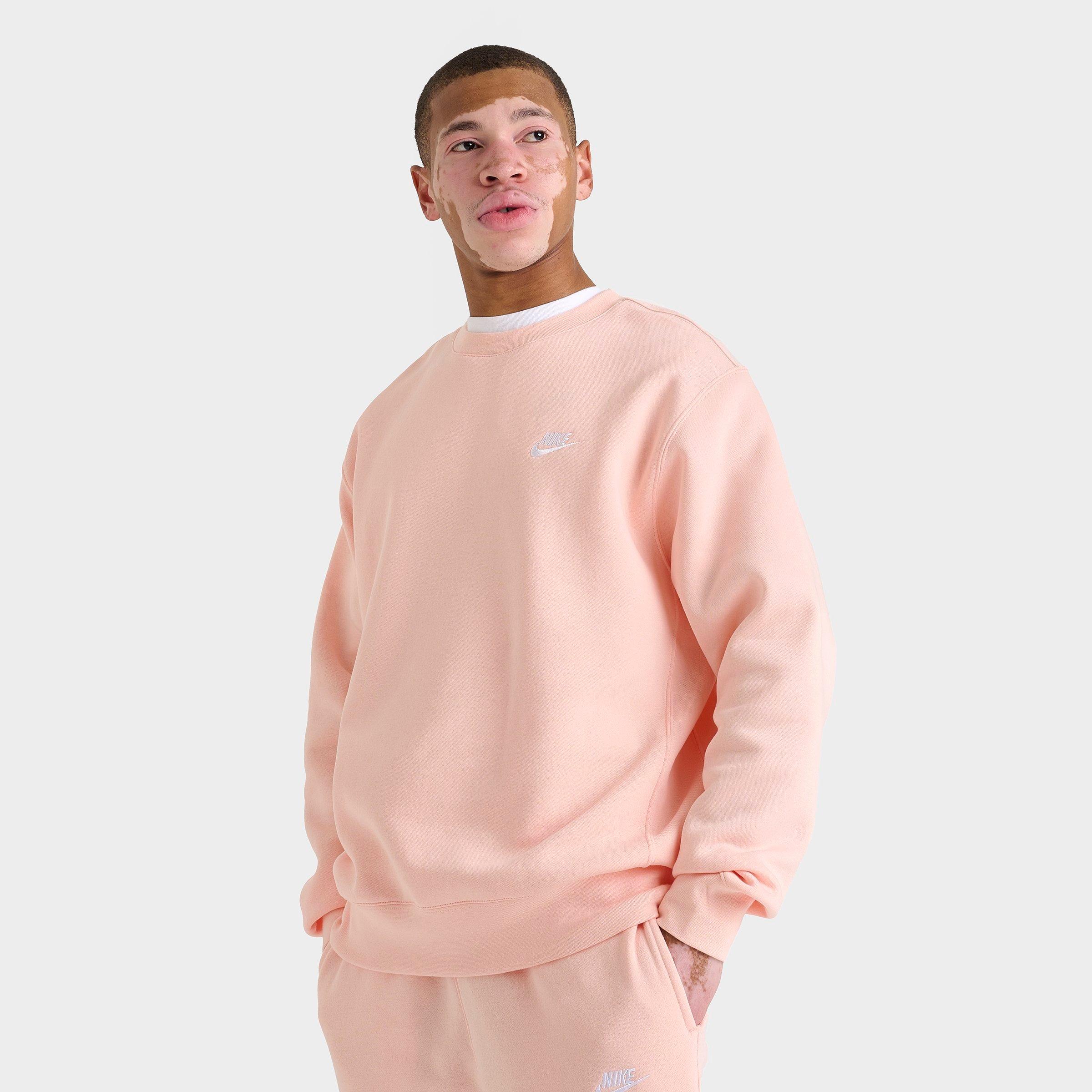 Nike Men's Sportswear Club Fleece Crewneck Sweatshirt in Washed Coral/White Size: Medium