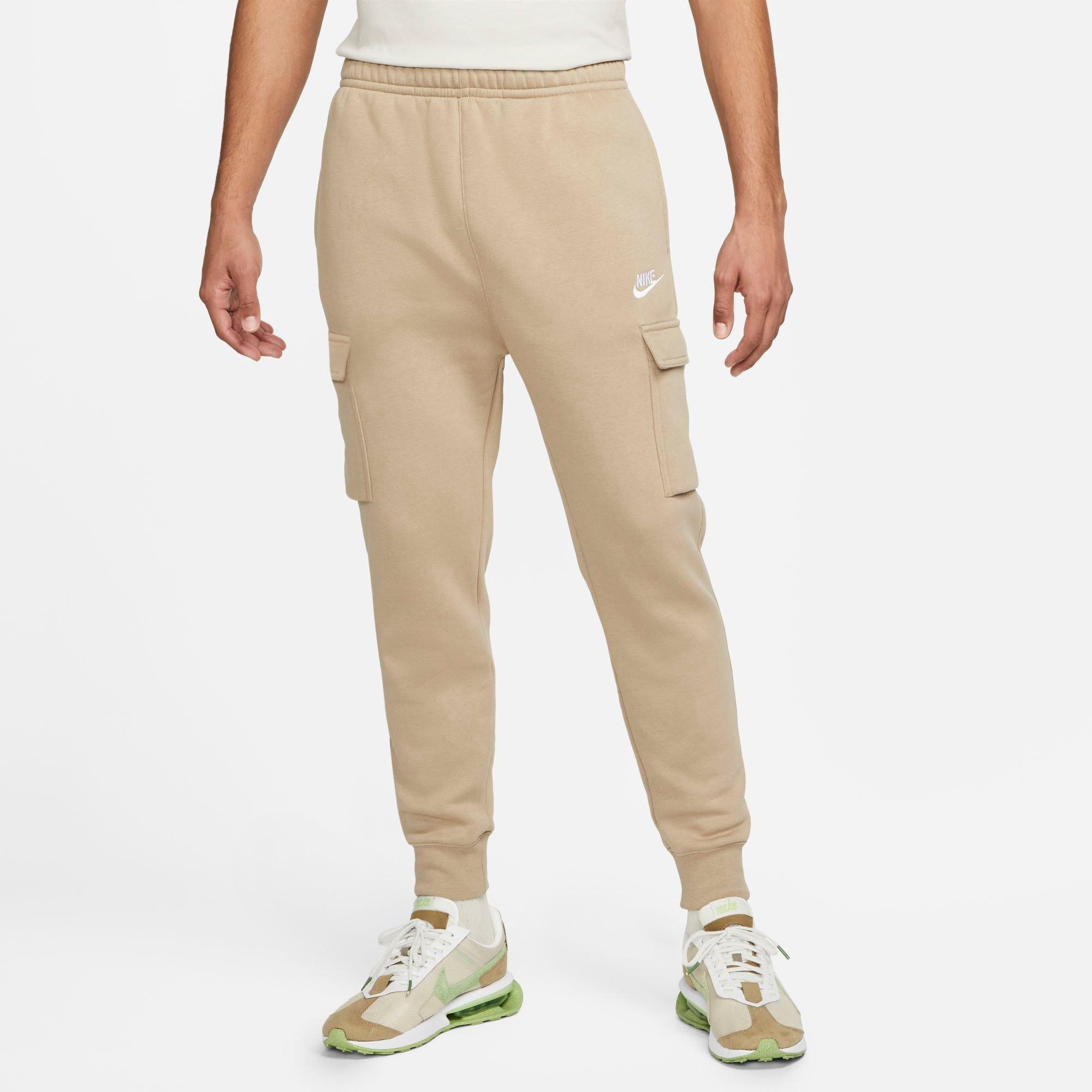 Nike Men's Sportswear Club Fleece Cargo Jogger Pants in Khaki/White Size: Small