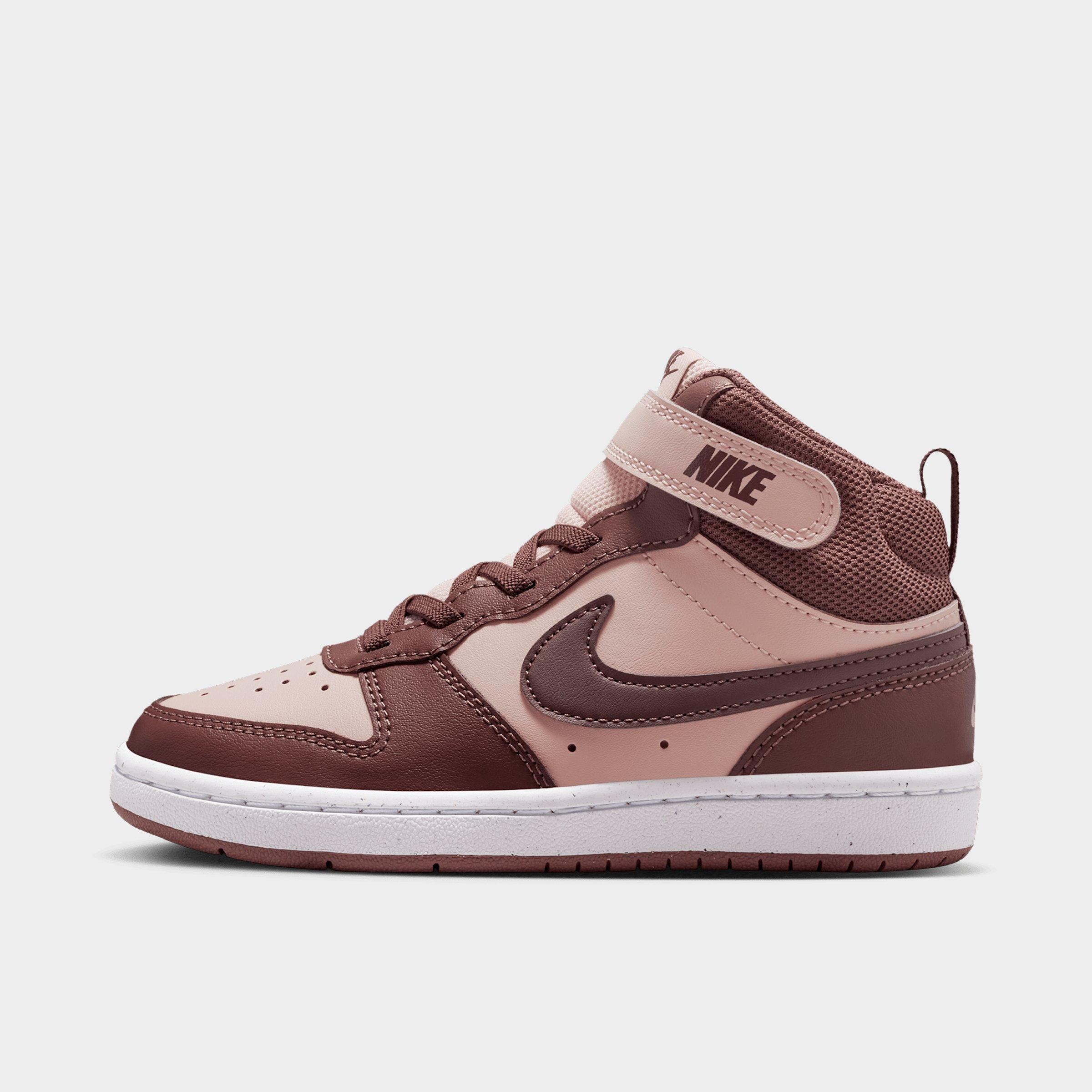Nike Little Kids Court Borough Mid 2 Casual Shoes in Silt Red/White/Tattoo Size: 12.0