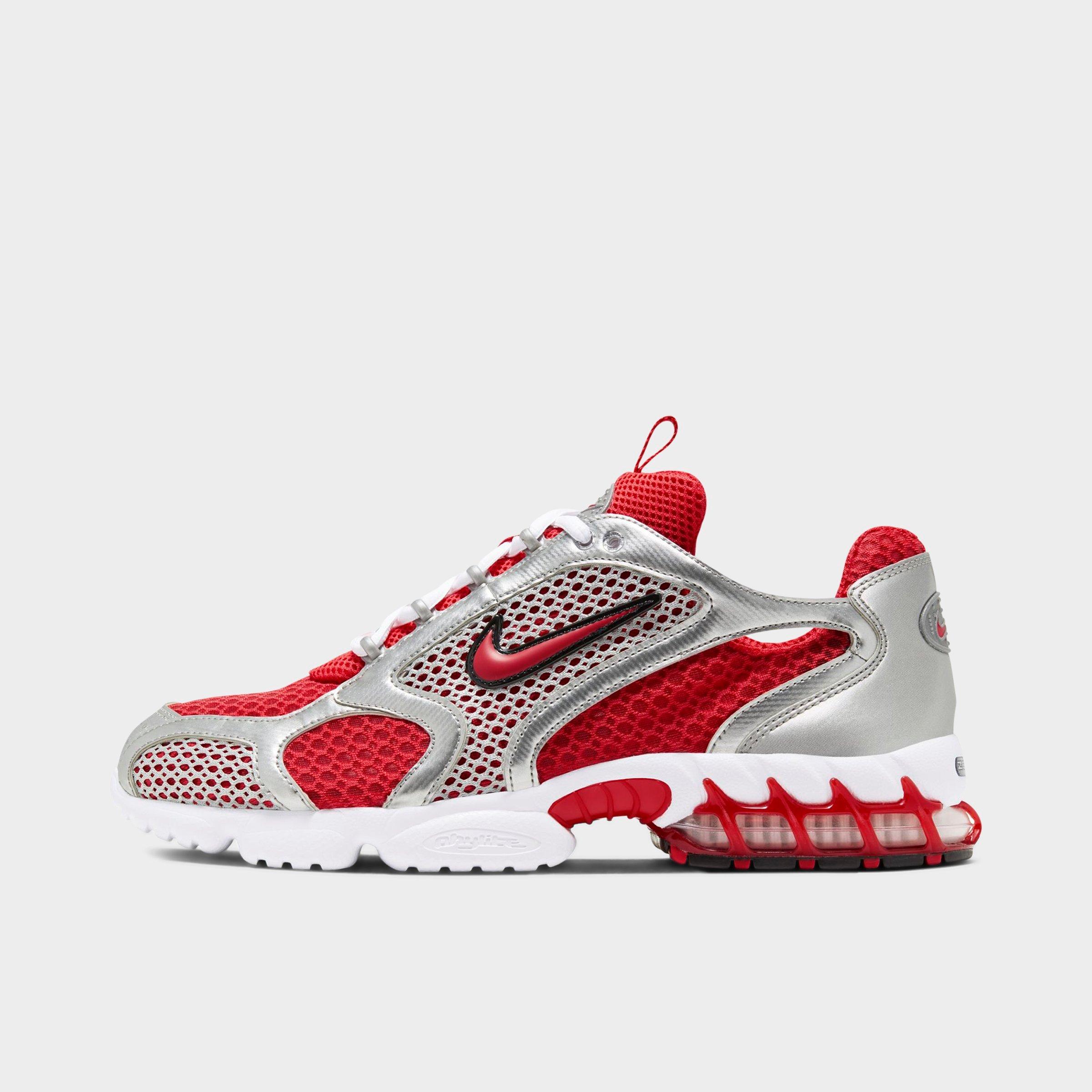 Nike Men's Air Zoom Spiridon Cage 2 Casual Shoes in Track Red/White/Metallic Silver Size: 8.0