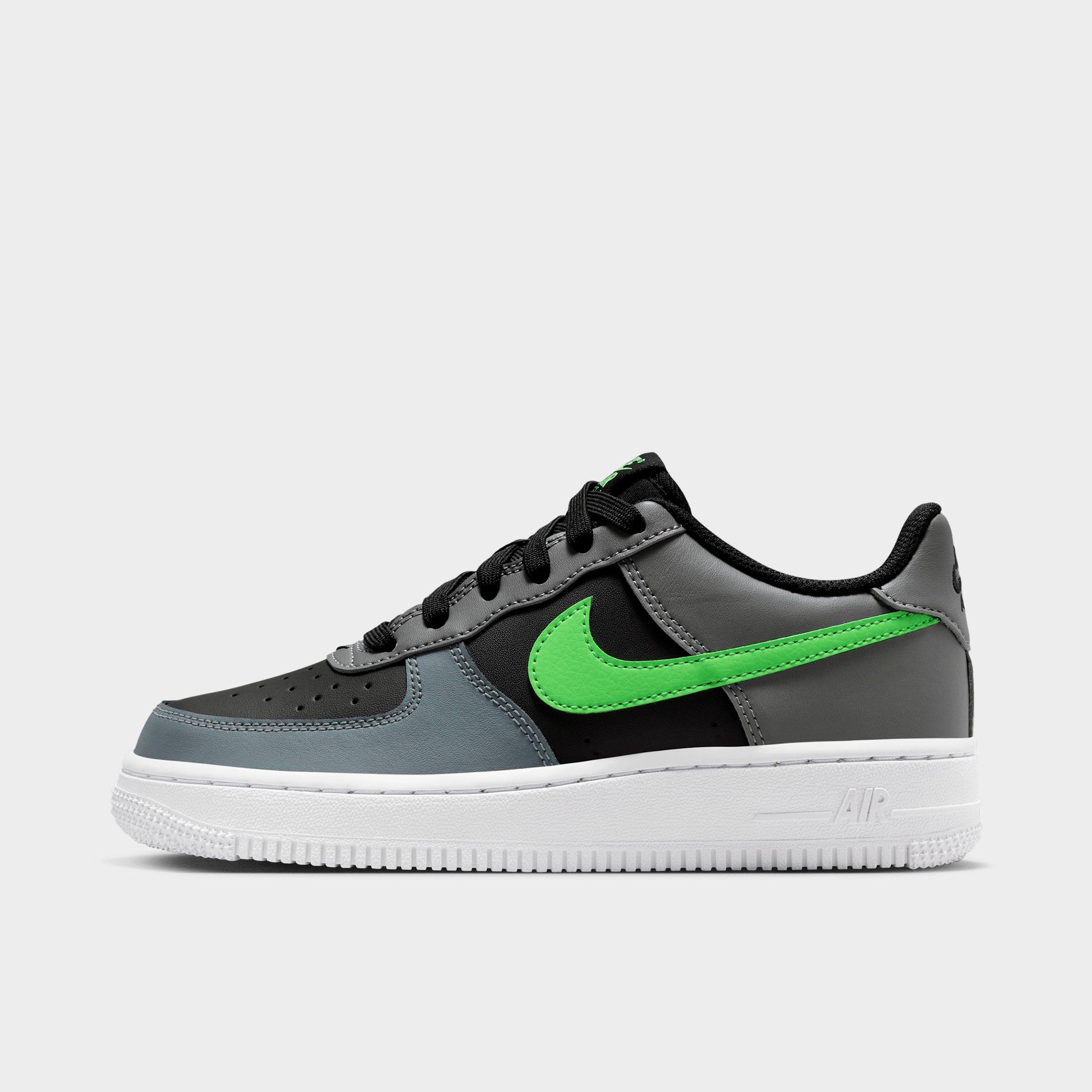 Nike Big Kids Air Force 1 Low Casual Shoes in Black/Smoke Grey/White Size: 5.0
