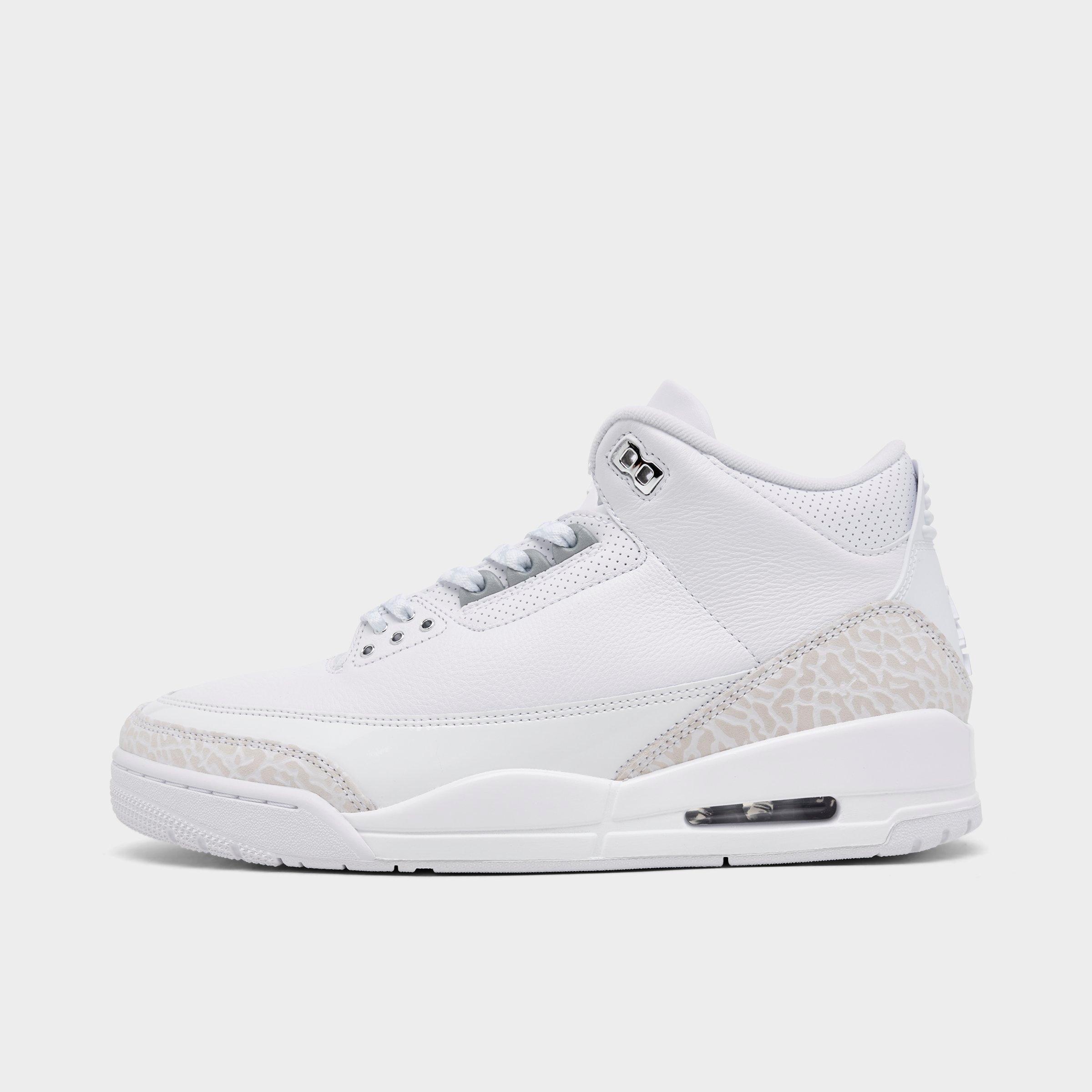 Jordan Men's Air Retro 3 Basketball Shoes in White/Metallic Silver/White Size: 7.5