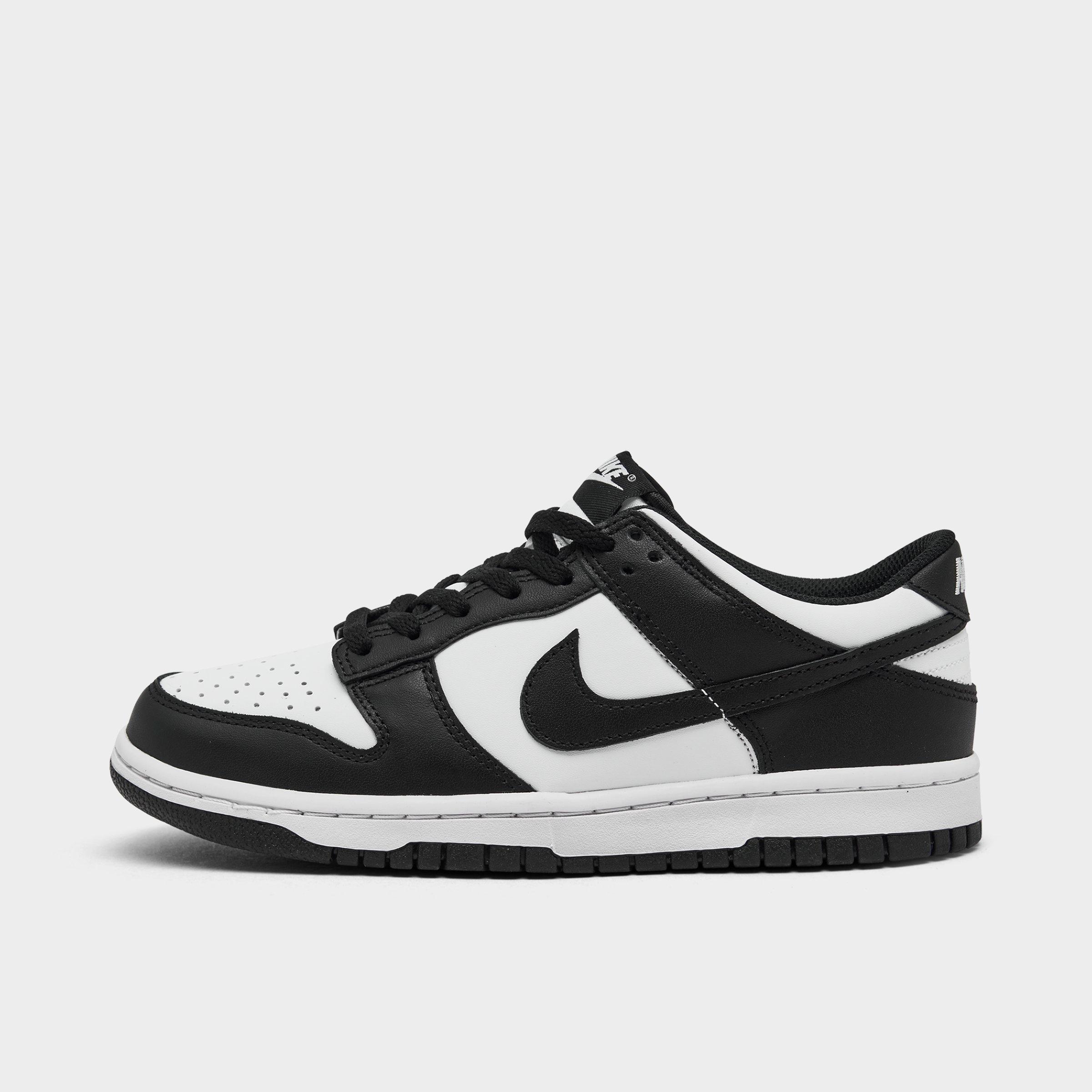 Nike Big Kids Dunk Low Casual Shoes in White/Black/White Size: 3.5