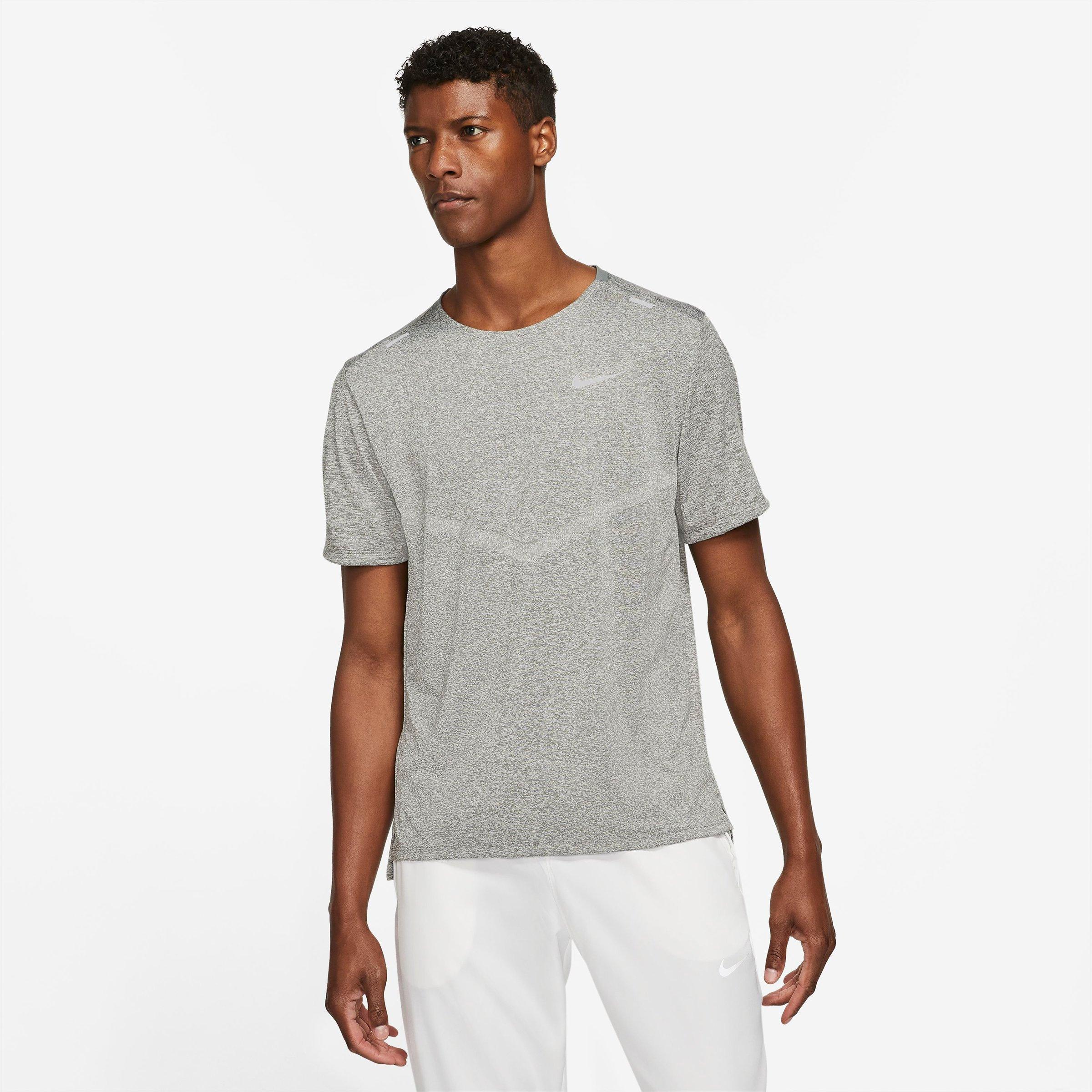 Nike Men's Dri-FIT Rise 365 Running T-Shirt in Smoke Grey/Heather Size: XL