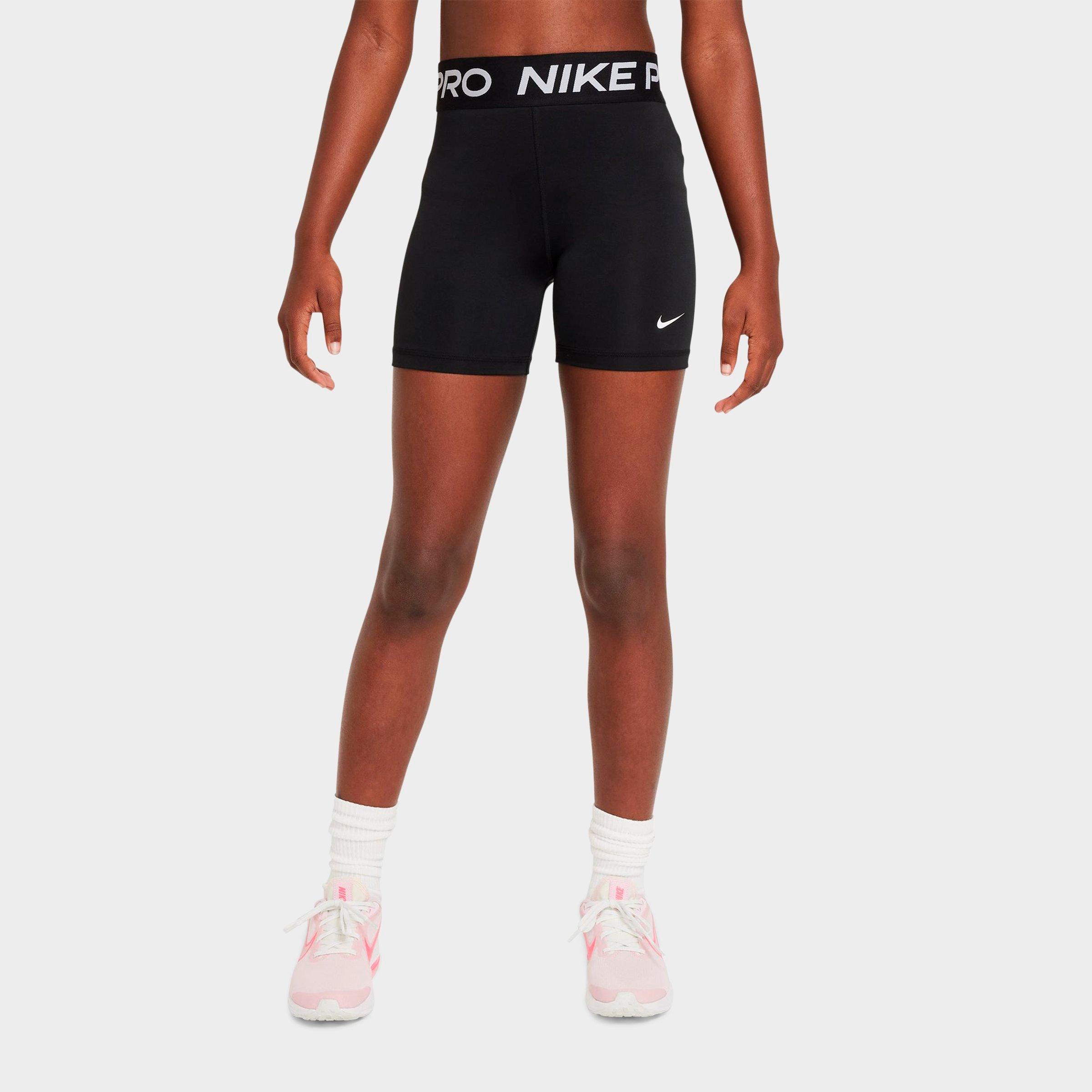 Nike Girls Big Kids Pro High-Waisted Bike Shorts in Black Size: Small