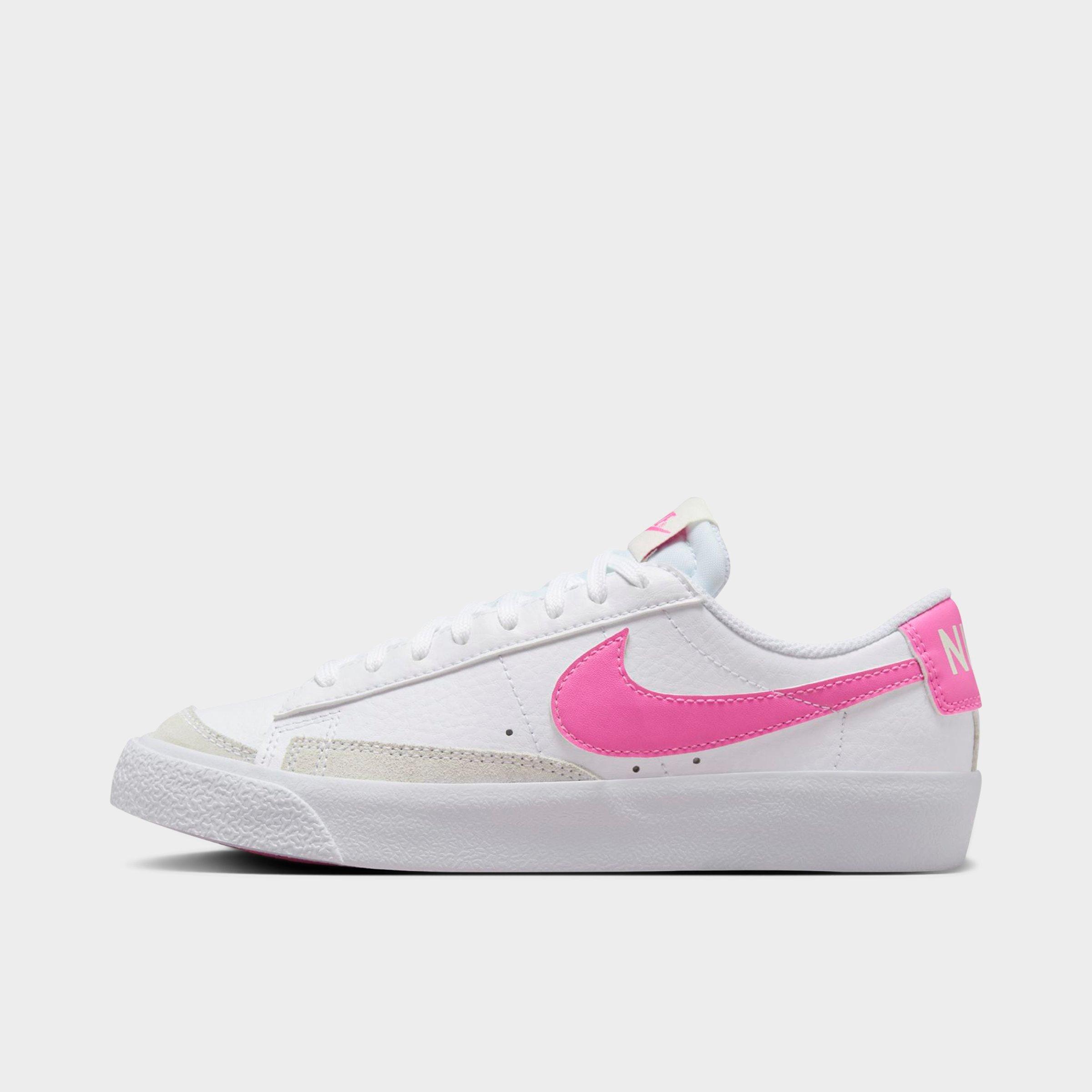 Nike Big Kids Blazer Low '77 Casual Shoes in White/Sail/Playful Pink Size: 4.5