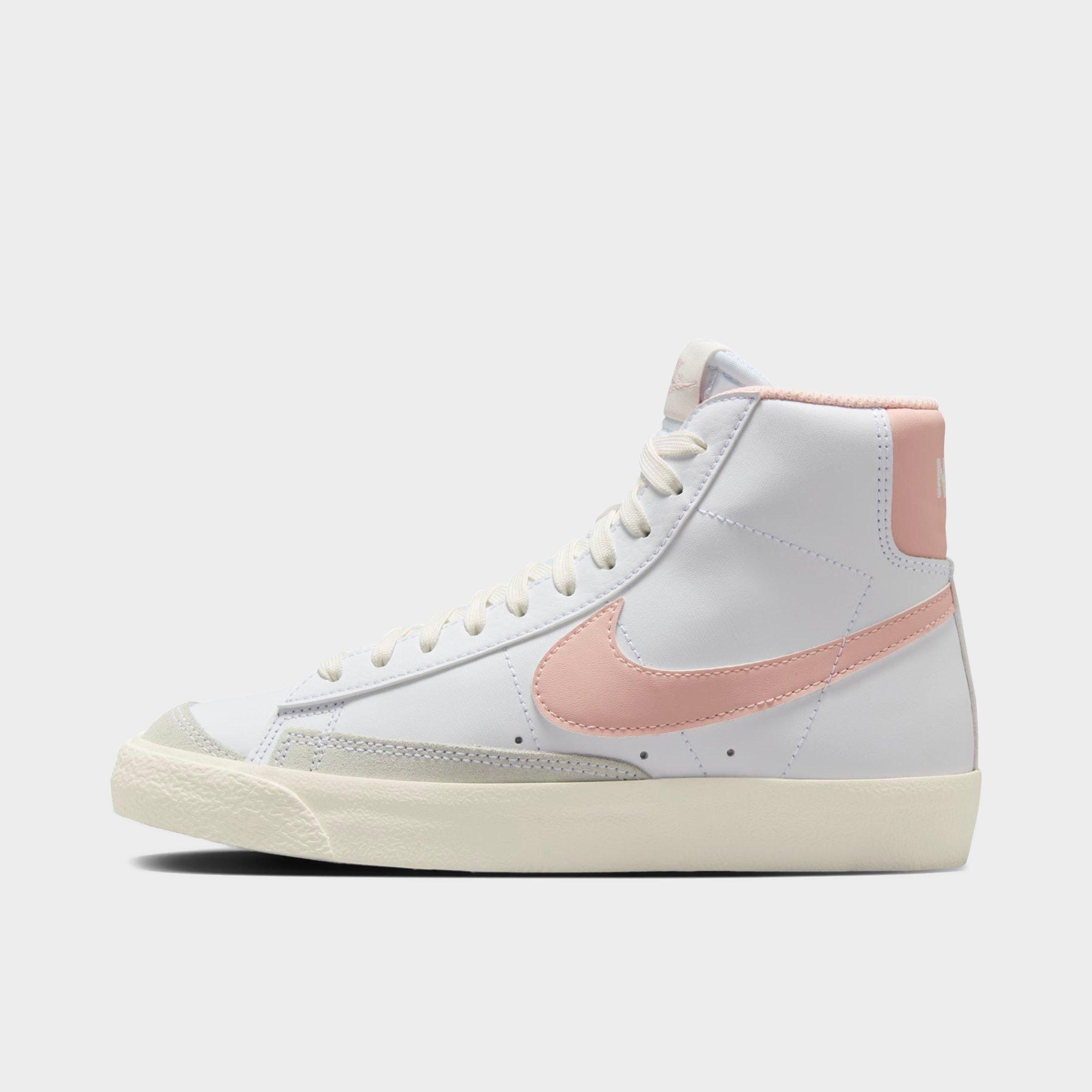 Nike Big Kids Blazer Mid '77 Casual Shoes in WHITE/ECHO PINK-SAIL Size: 4