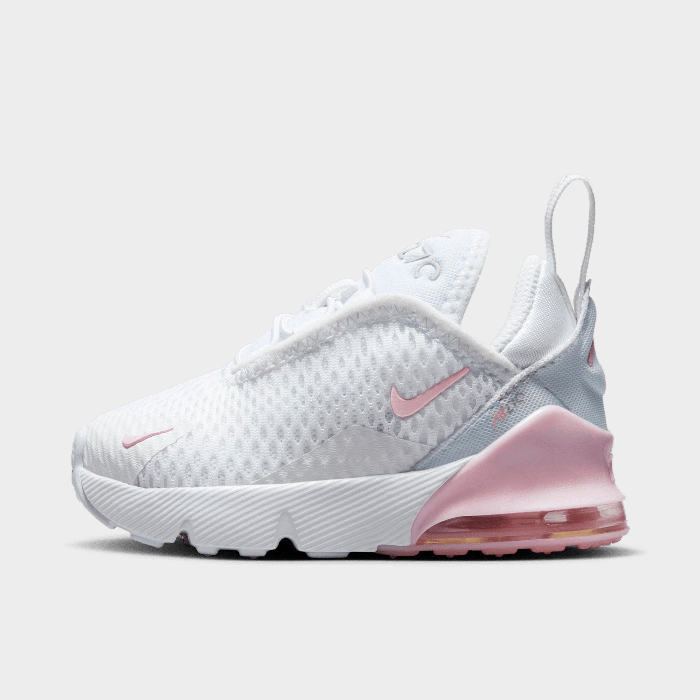 Nike Kids Toddler Air Max 270 Casual Shoes in White/Light Smoke Grey/Pink Foam Size: 7.0