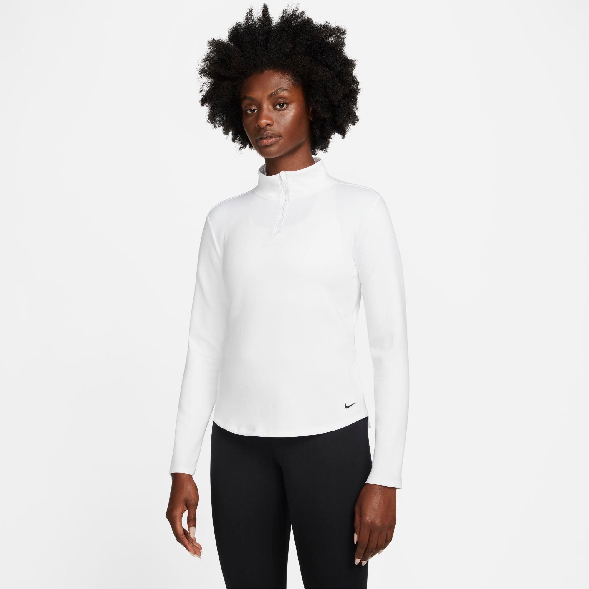 Nike Women's Therma-FIT One Long-Sleeve Half-Zip Top in White/Black Size: XS