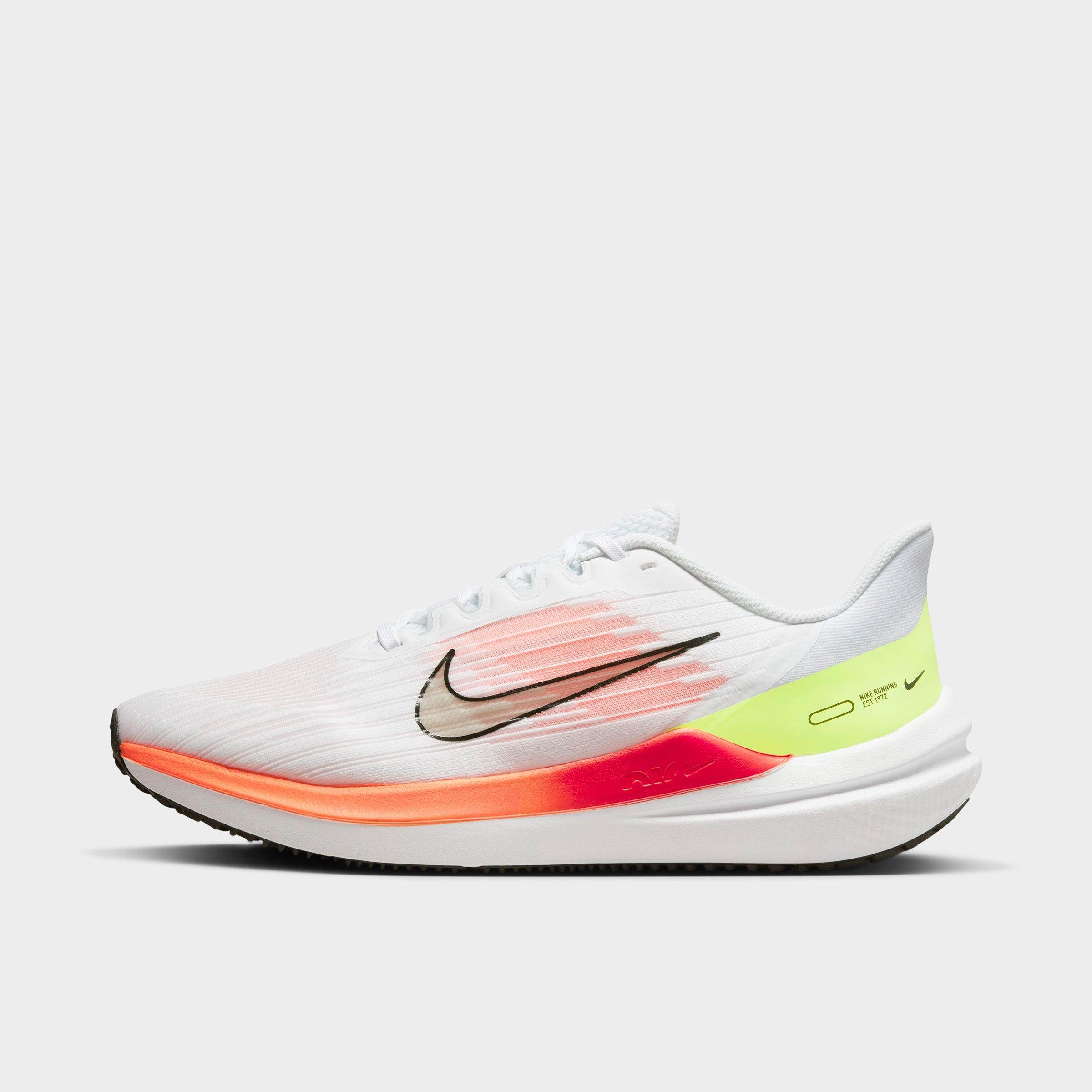 Nike Men's Air Winflo 9 Running Shoes in White/Total Orange/Bright Crimson Size: 7.5