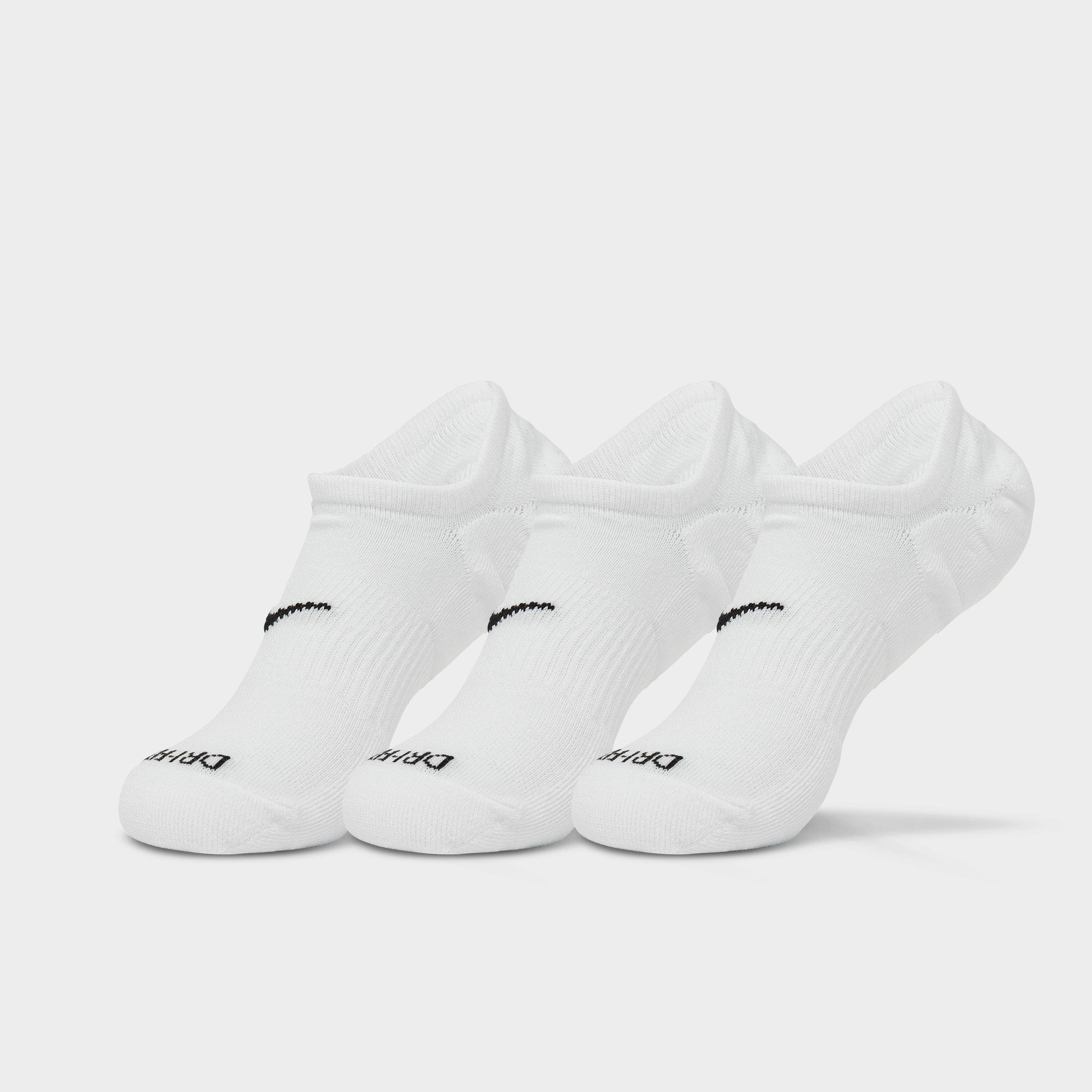 Nike Women's Everyday Plus Cushioned Training Footie Socks (3-Pack) in White/Black Size: Medium