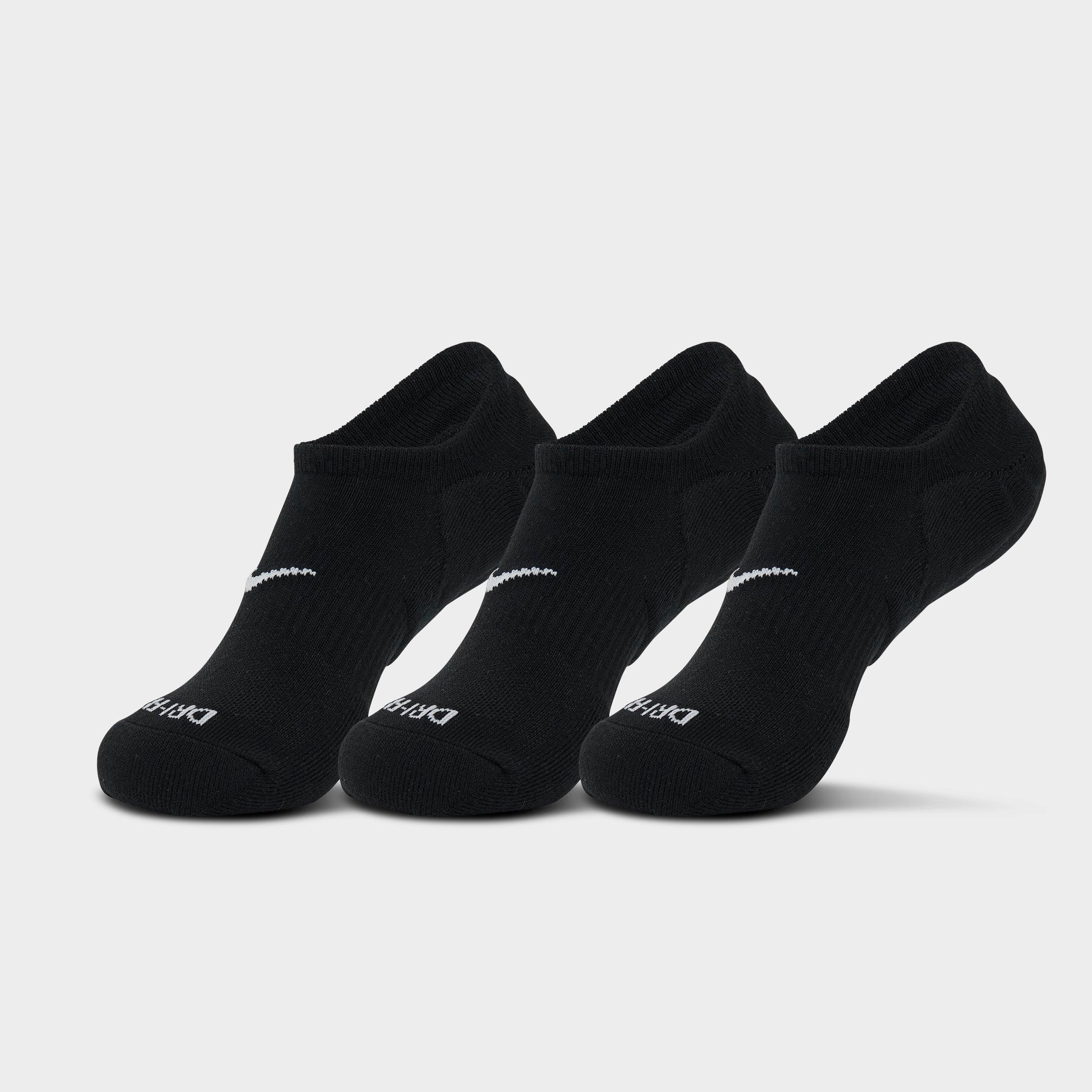 Nike Women's Everyday Plus Cushioned Training Footie Socks (3-Pack) in Black/White Size: Medium