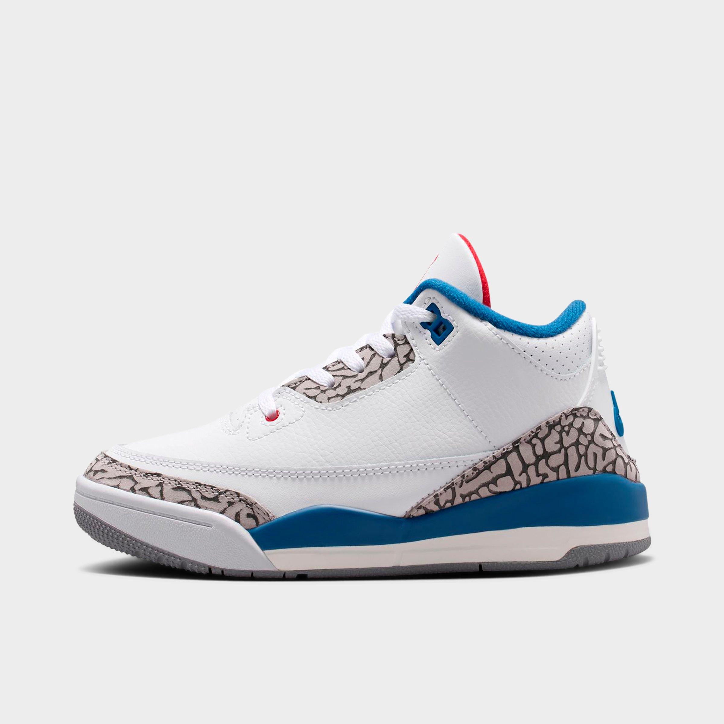 Jordan Little Kids Air Retro 3 Basketball Shoes in White/Varsity Red/True Blue Size: 3.0