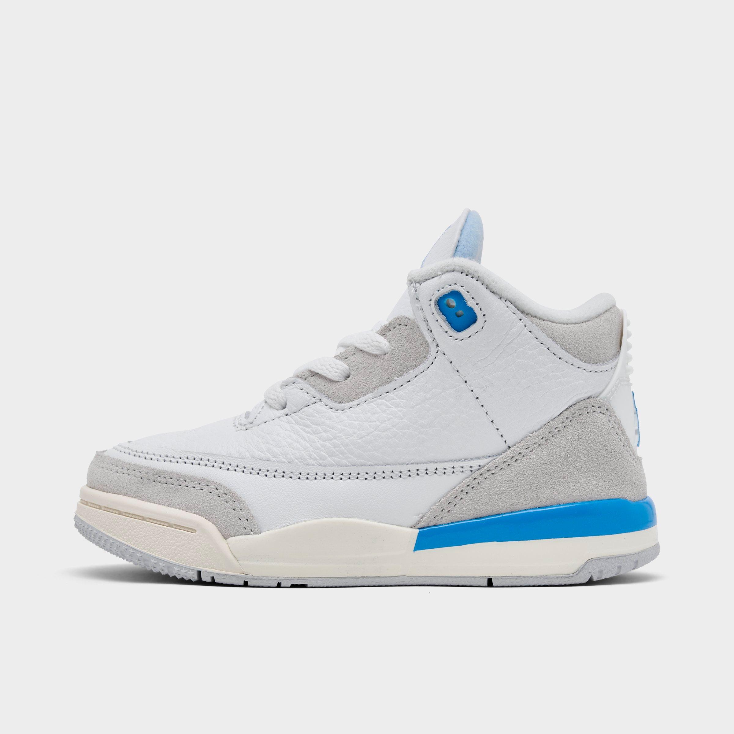 Jordan Kids Toddler Air Retro 3 Basketball Shoes in SMMT WHT/HYDRGN BL-L Size: 4.0