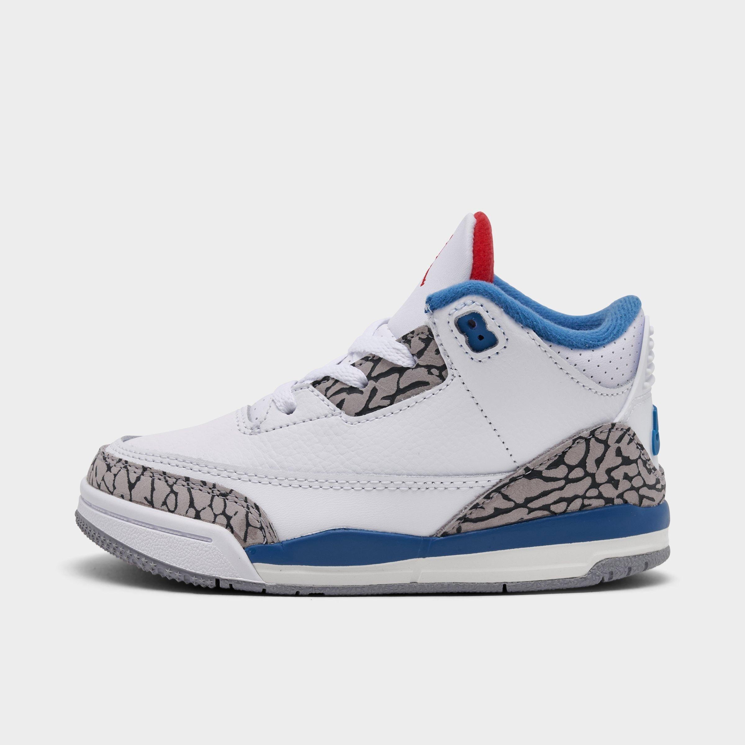 Jordan Kids Toddler Air Retro 3 Basketball Shoes in White/Varsity Red/True Blue Size: 4.0
