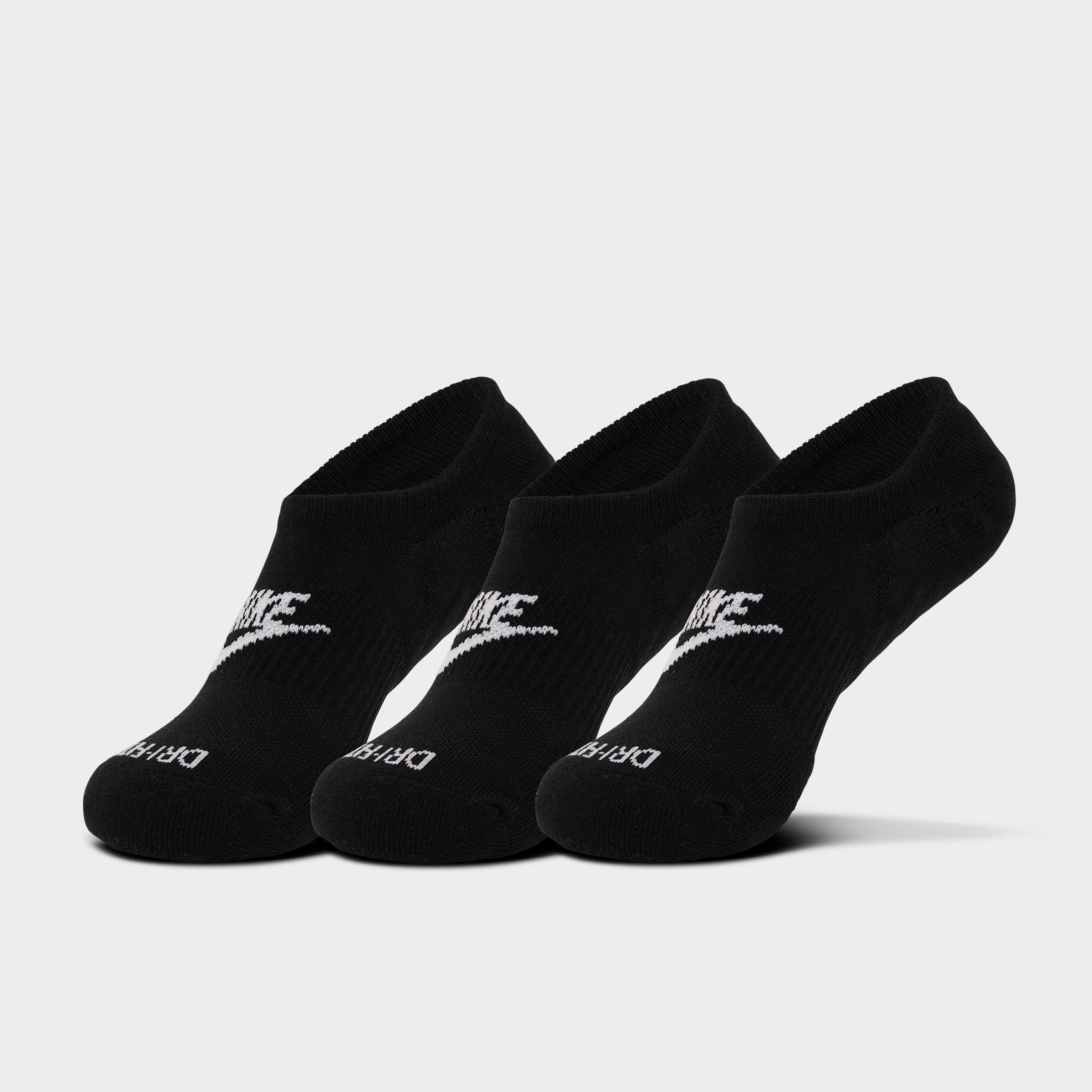 Nike Everyday Plus Cushioned Footie Socks (3-Pack) in Black/White Size: Large
