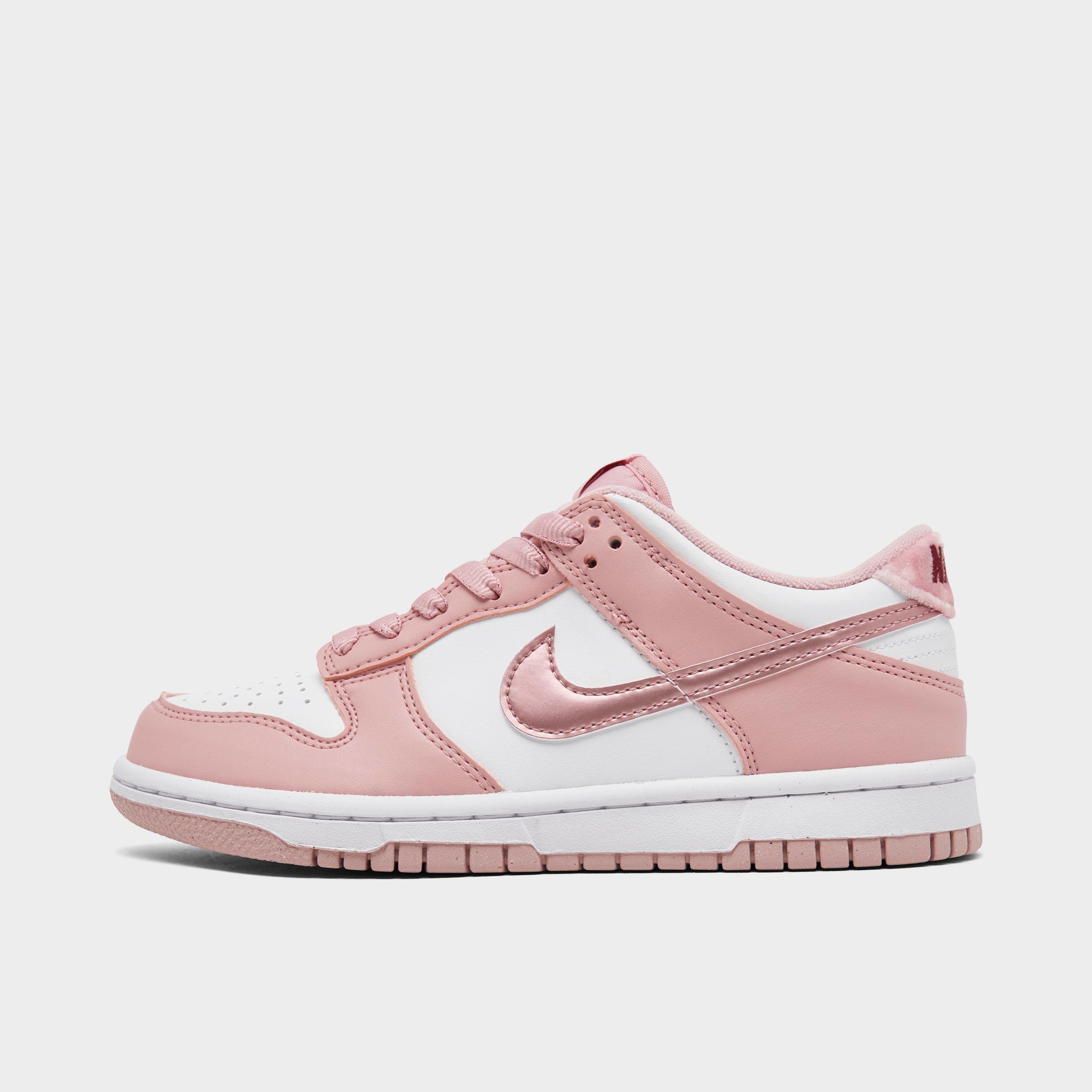 Nike Girls Big Kids Dunk Low Casual Shoes in Pink Glaze/Pink Glaze/White Size: 3.5