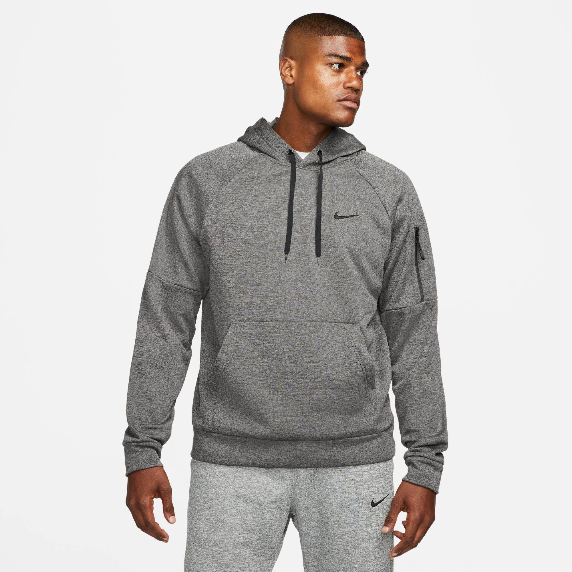 Nike Men's Therma-FIT Pullover Training Hoodie in Charcoal Heather/Dark Smoke Grey/Black Size: Small