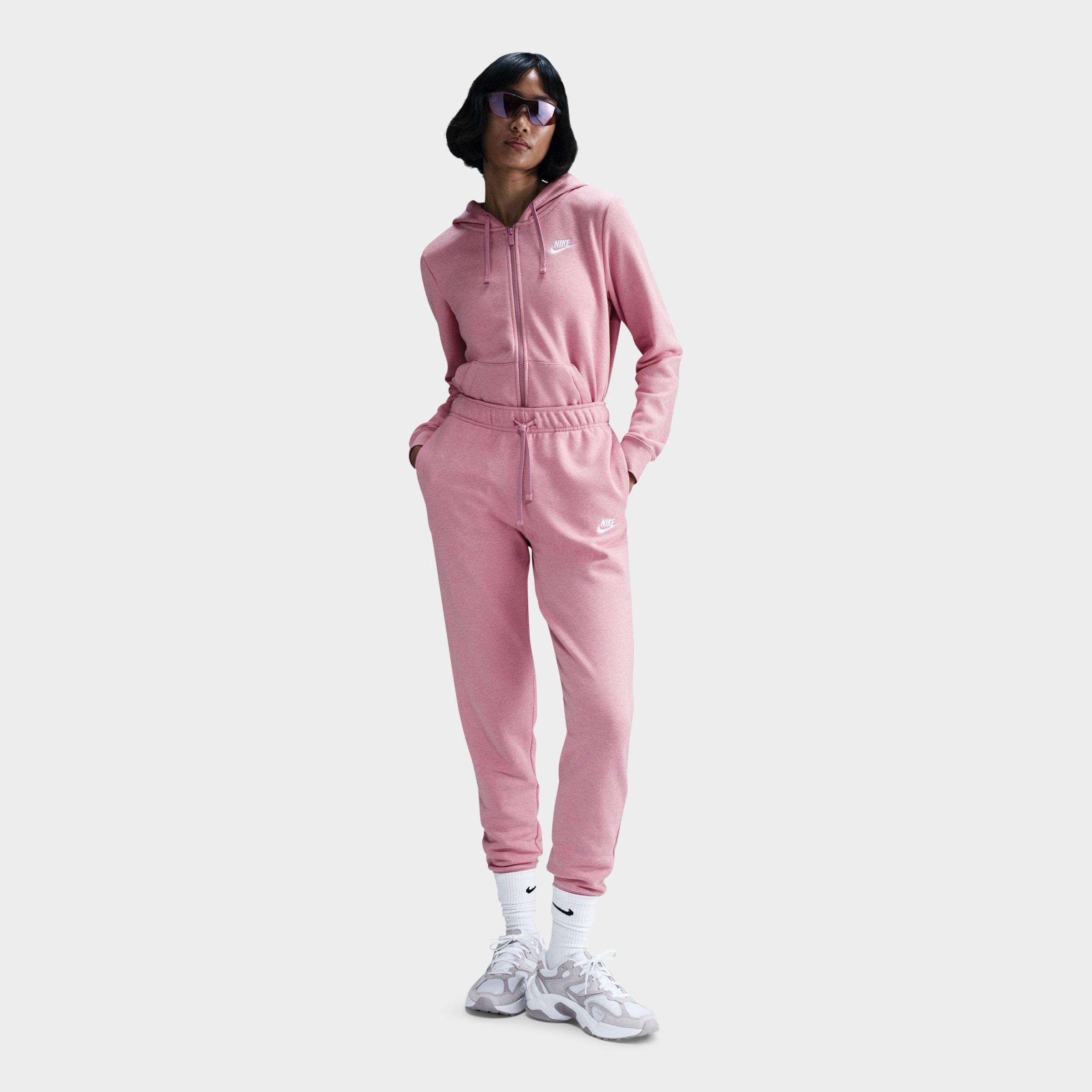 Nike Women's Sportswear Club Fleece Full-Zip Hoodie in ELEMENTAL PINK/HTR/W Size: XS