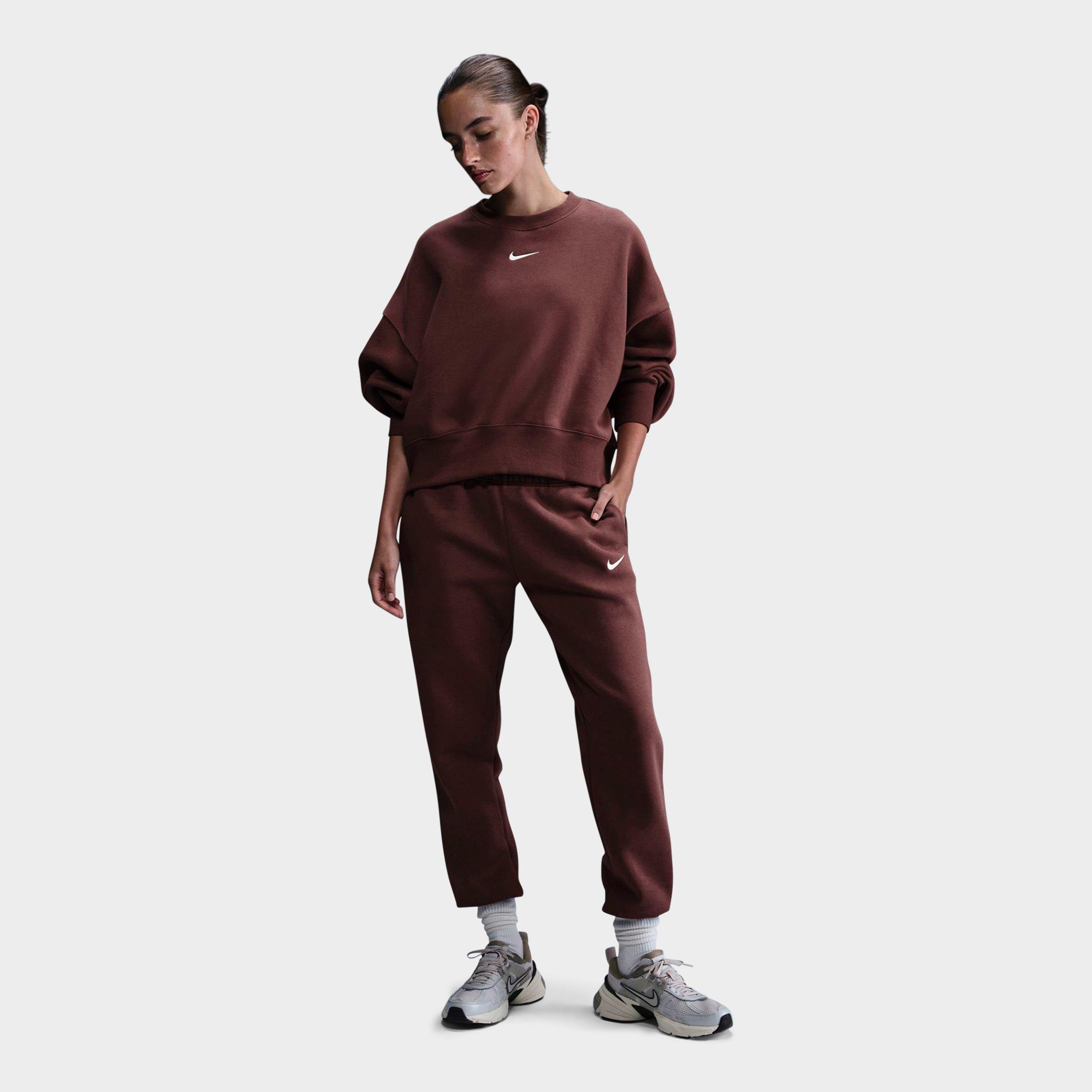 Nike Women's Sportswear Phoenix Fleece Oversized Crewneck Sweatshirt in RED SEPIA/SAIL Size: XS
