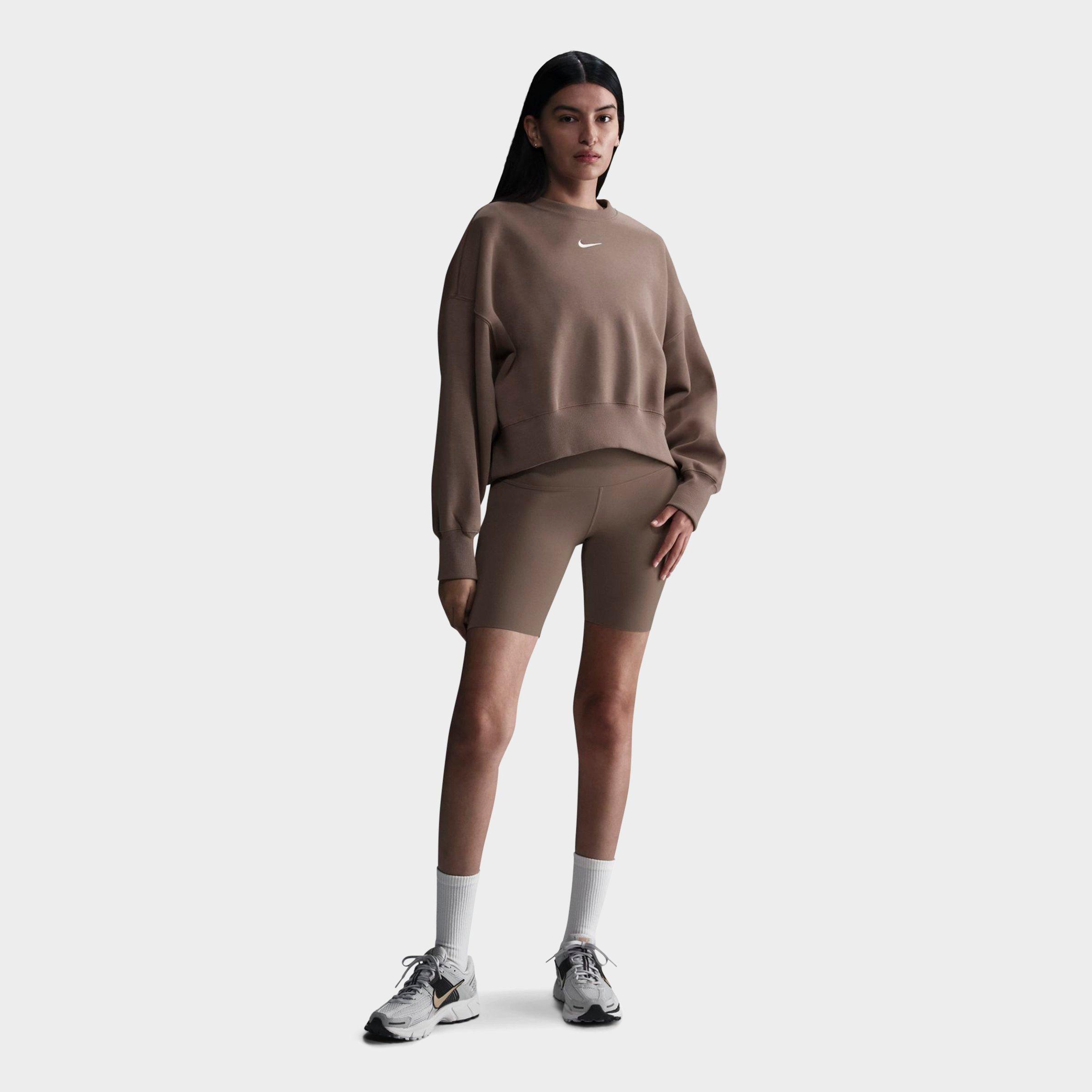 Nike Women's Sportswear Phoenix Fleece Oversized Crewneck Sweatshirt in MINK BROWN/SAIL Size: XS