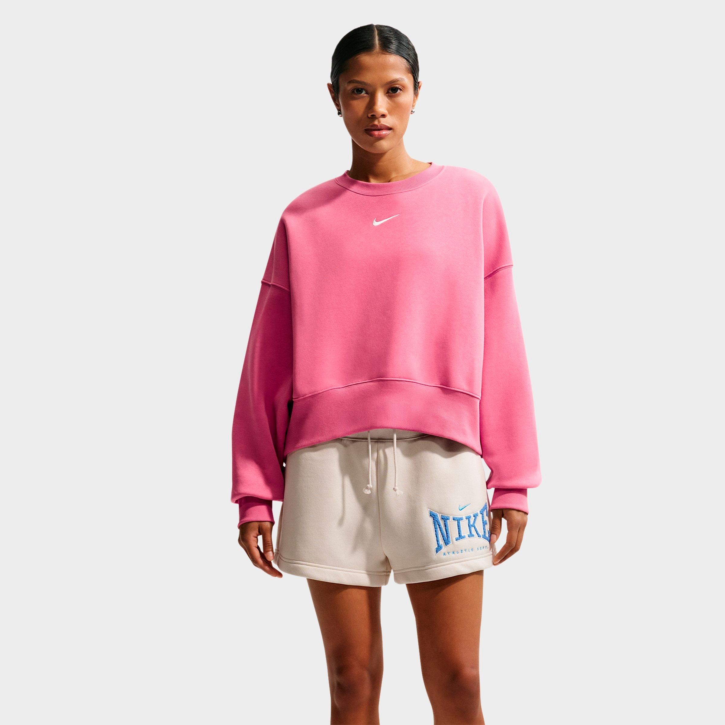 Nike Womens Sportswear Phoenix Fleece Over-Oversized Crewneck Sweatshirt in Peony/Sail Size: XS