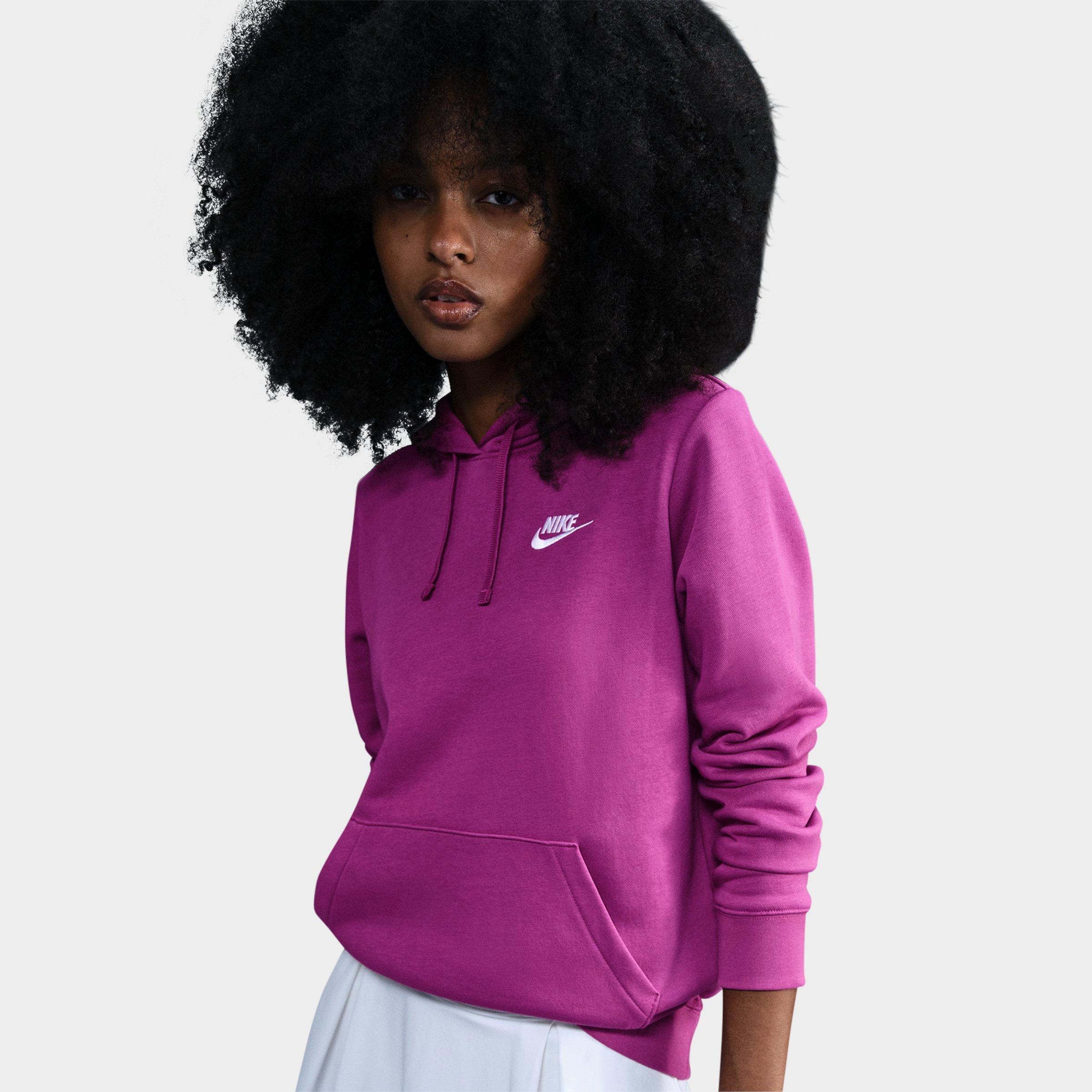 Nike Women's Sportswear Club Fleece Pullover Hoodie in Hot Fuchsia/White Size: XS