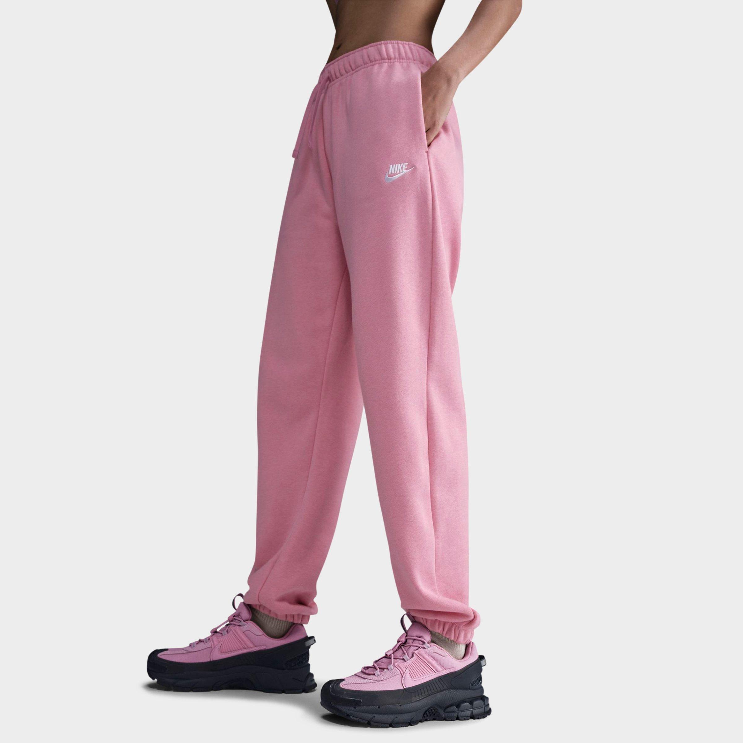 Nike Women's Sportswear Club Fleece Mid-Rise Oversized Sweatpants in Elemental Pink/Heather/White Size: XS