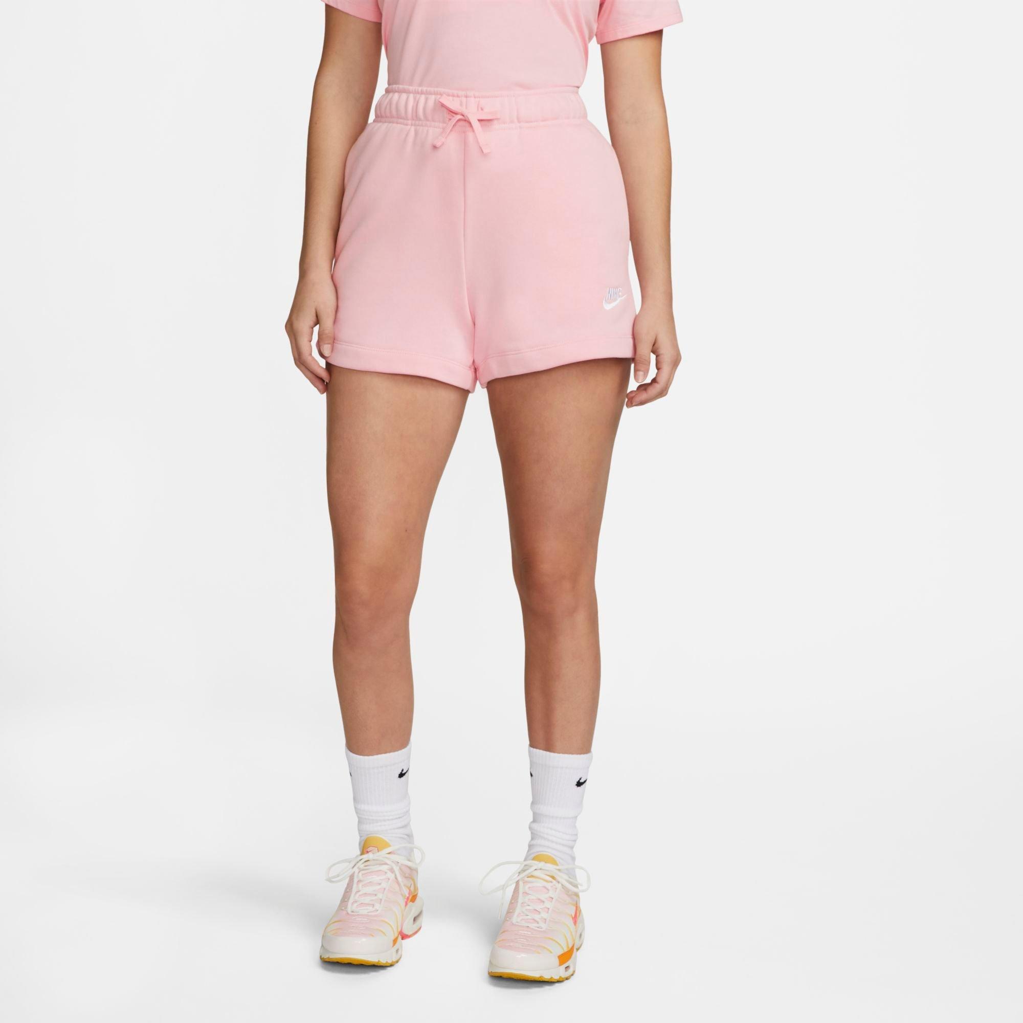 Nike Women's Sportswear Club Fleece Mid-Rise Shorts in Medium Soft Pink/White Size: XS