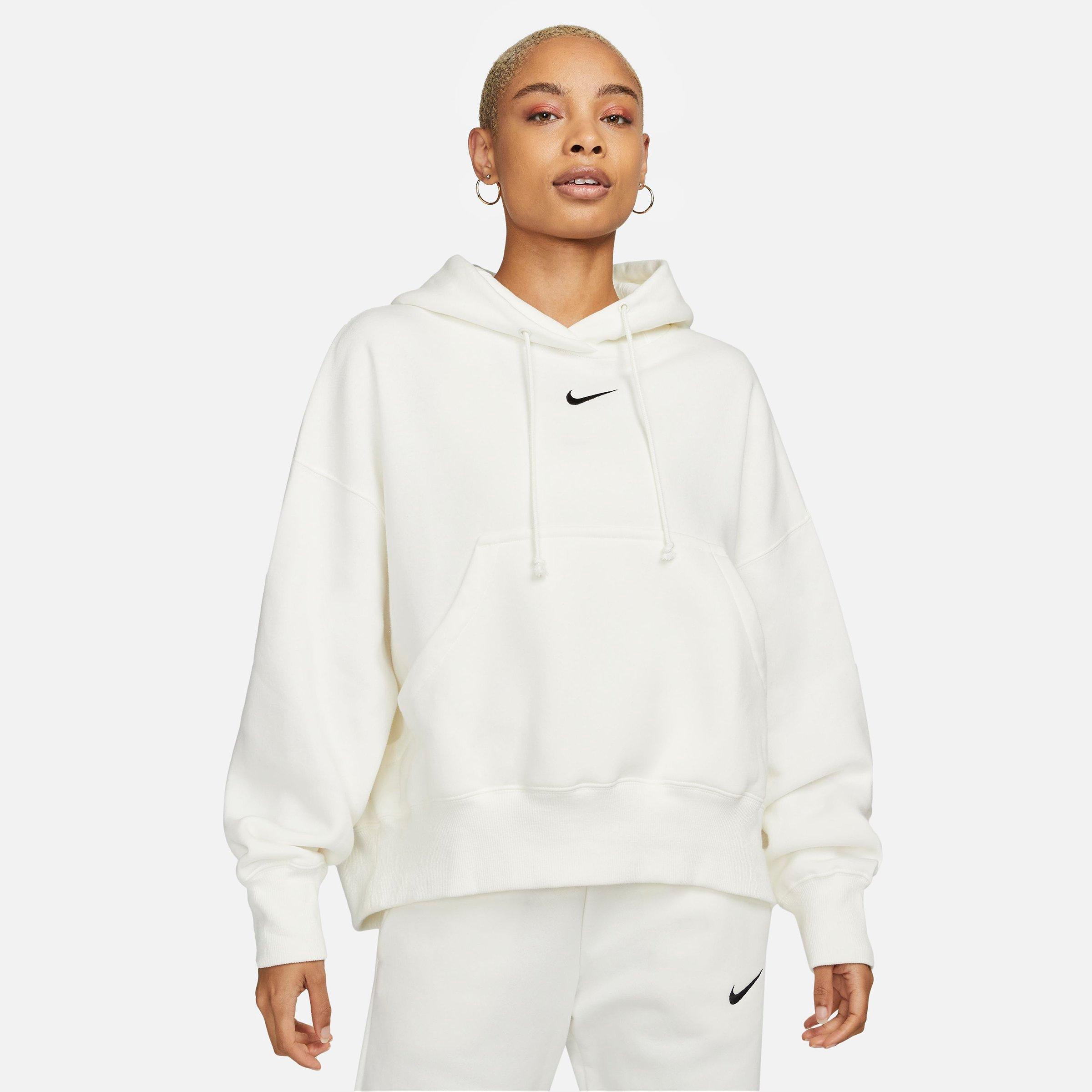 Nike Women's Sportswear Phoenix Fleece Over-Oversized Pullover Hoodie in Sail/Black Size: XS