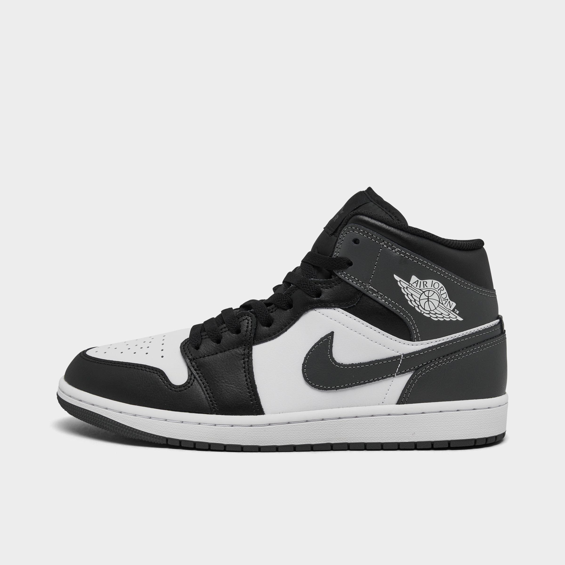 Jordan Men's Air Retro 1 Mid Casual Shoes in Black/White/Iron Grey Size: 9.5