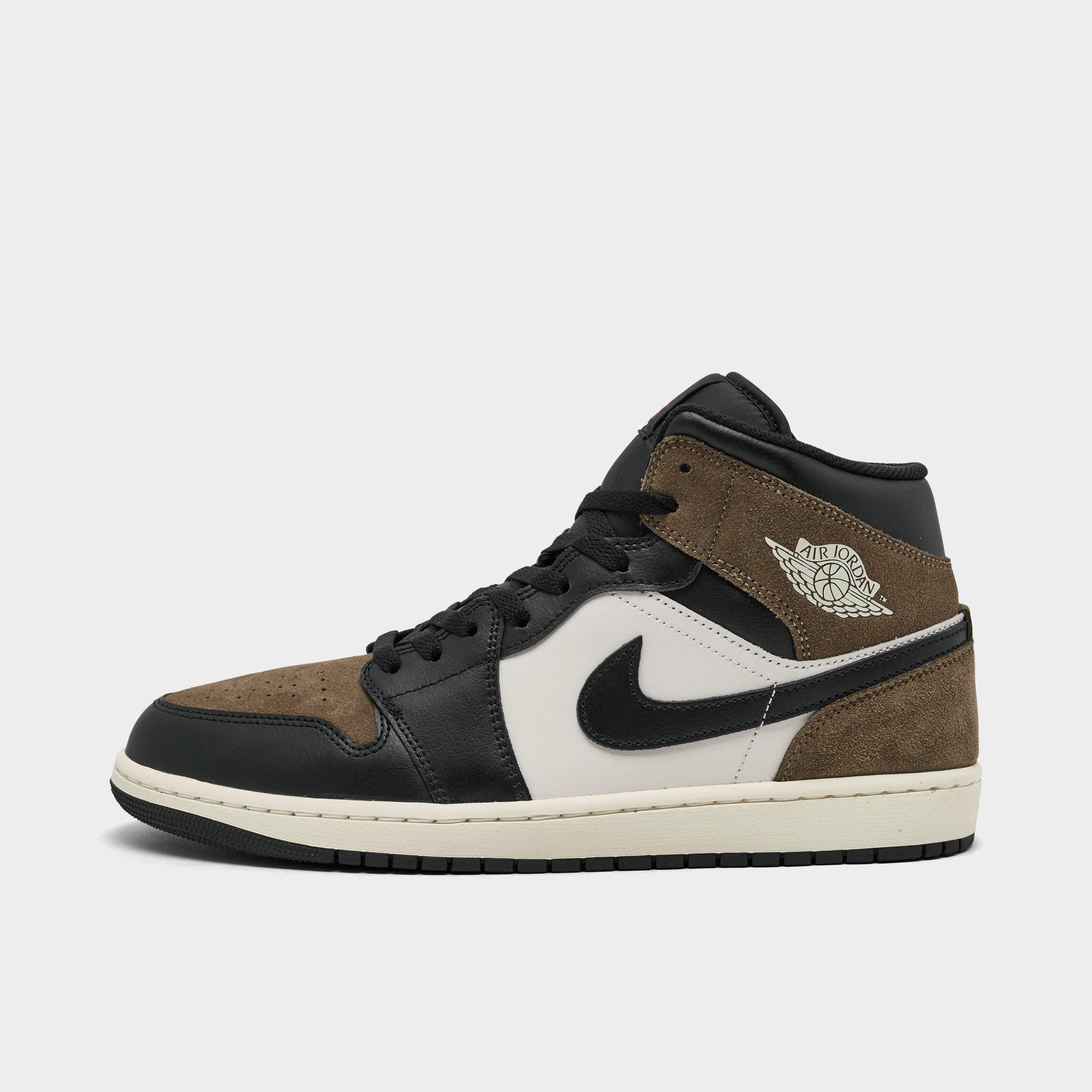 Jordan Men's Air Retro 1 Mid Casual Shoes in Black/Palomino/University Red Size: 8.0
