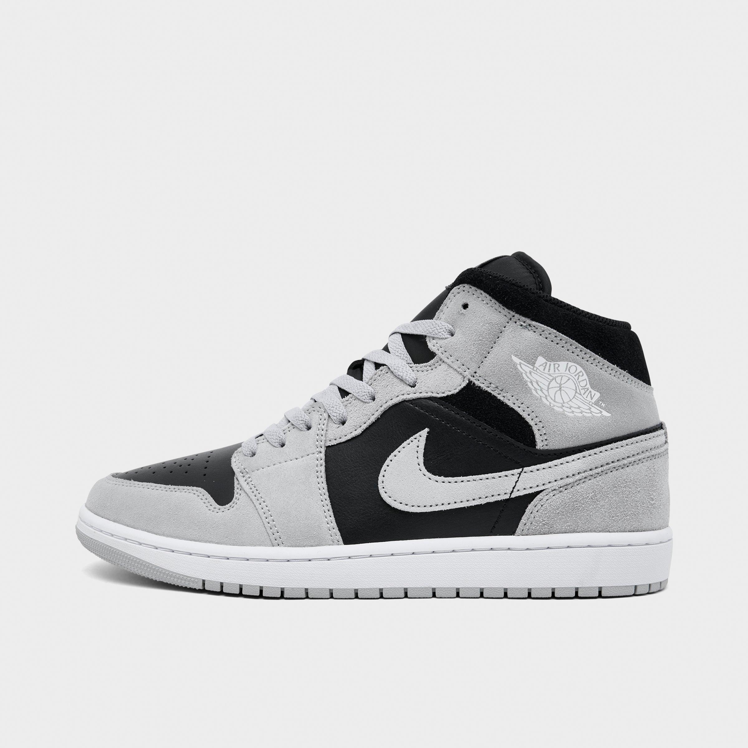 Jordan Men's Air Retro 1 Mid Casual Shoes in Light Smoke Grey/Black/White Size: 7.5