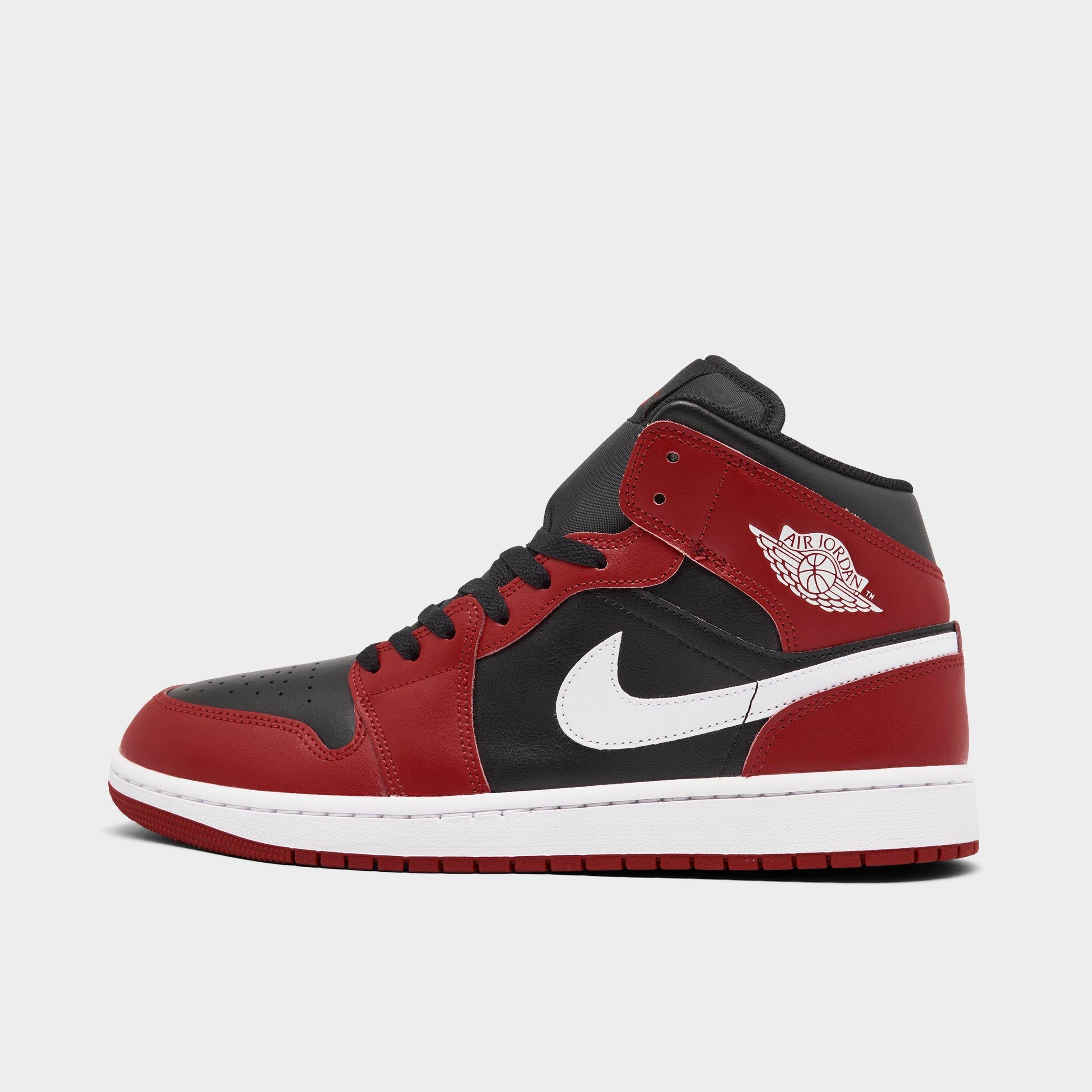 Jordan Men's Air Retro 1 Mid Casual Shoes in Black/White/Gym Red Size: 10.5