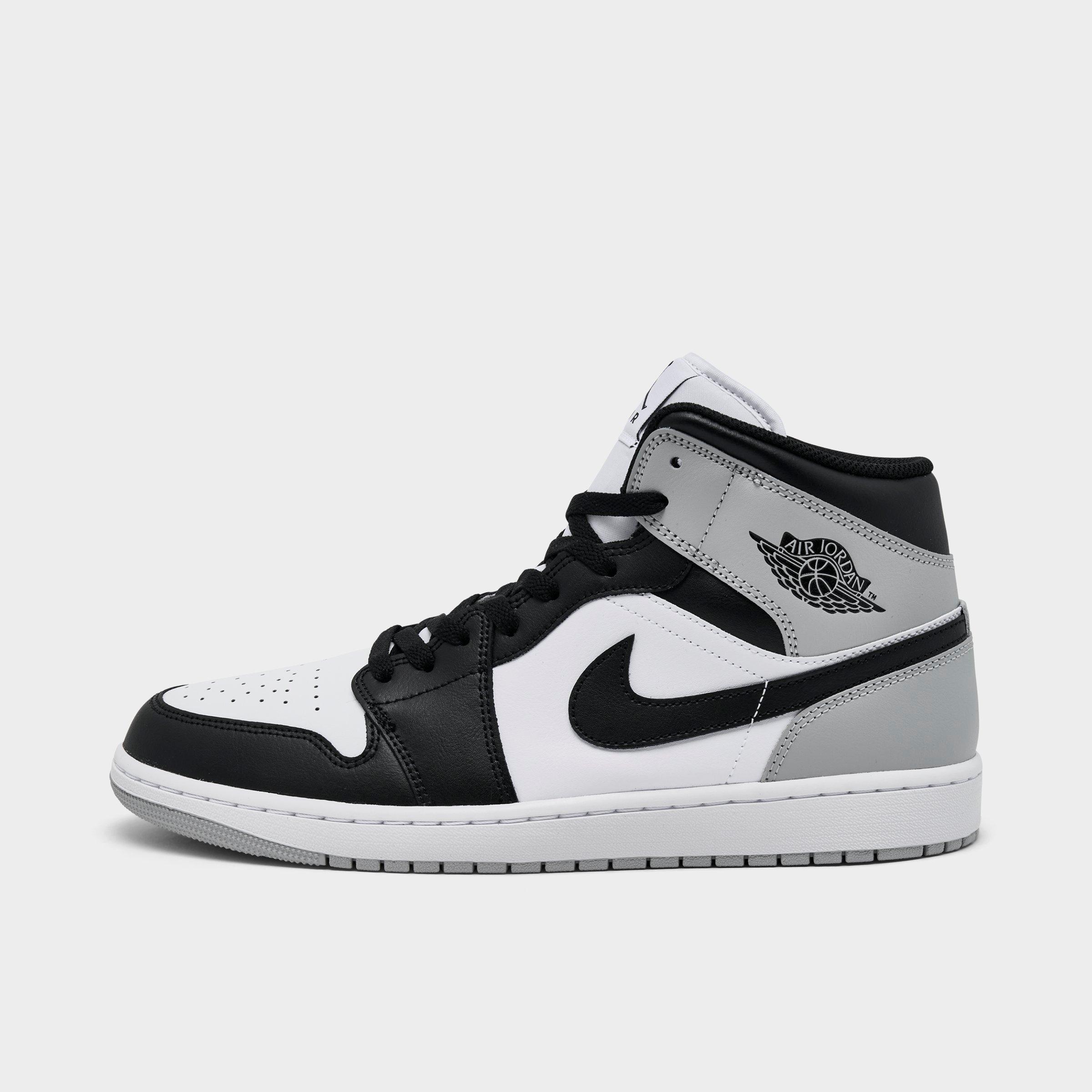 Jordan Men's Air Retro 1 Mid Casual Shoes in White/Light Smoke Grey/Black Size: 7.5