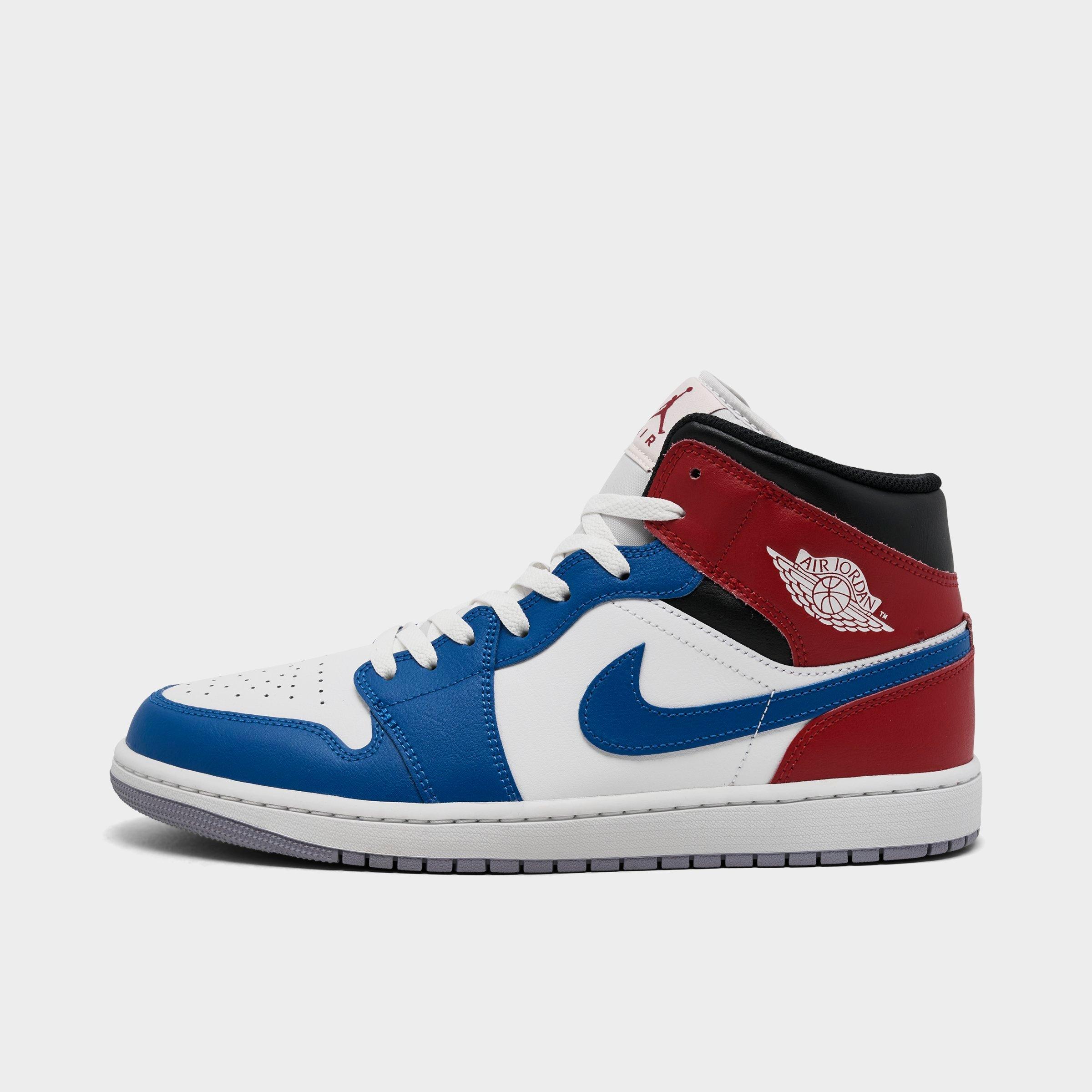 Jordan Men's Air Retro 1 Mid Casual Shoes in True Blue/Varsity Red/Black Size: 12.0