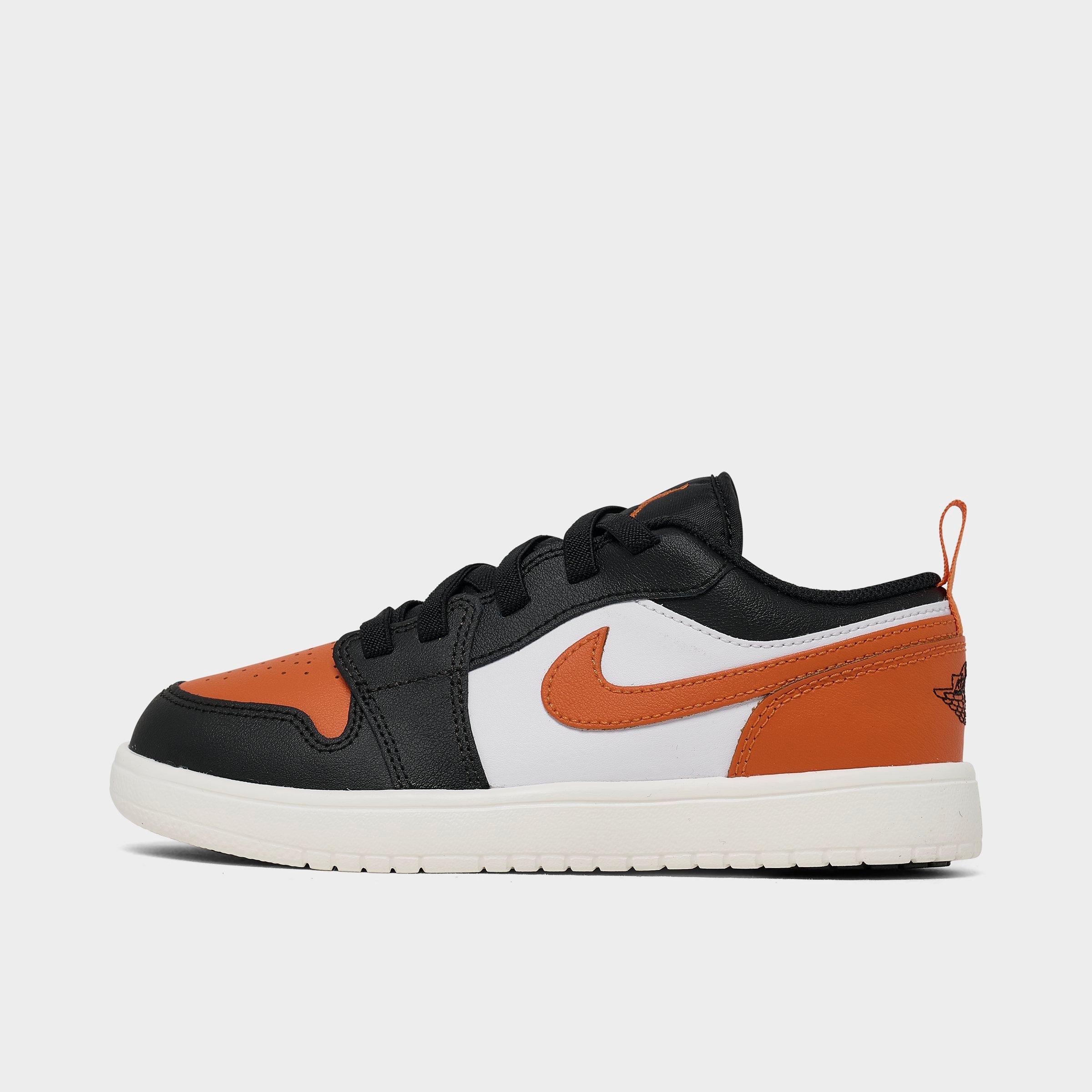 Jordan Little Kids Air Retro 1 Low Alt Casual Shoes in BLACK/STARFISH-WHITE Size: 1.0