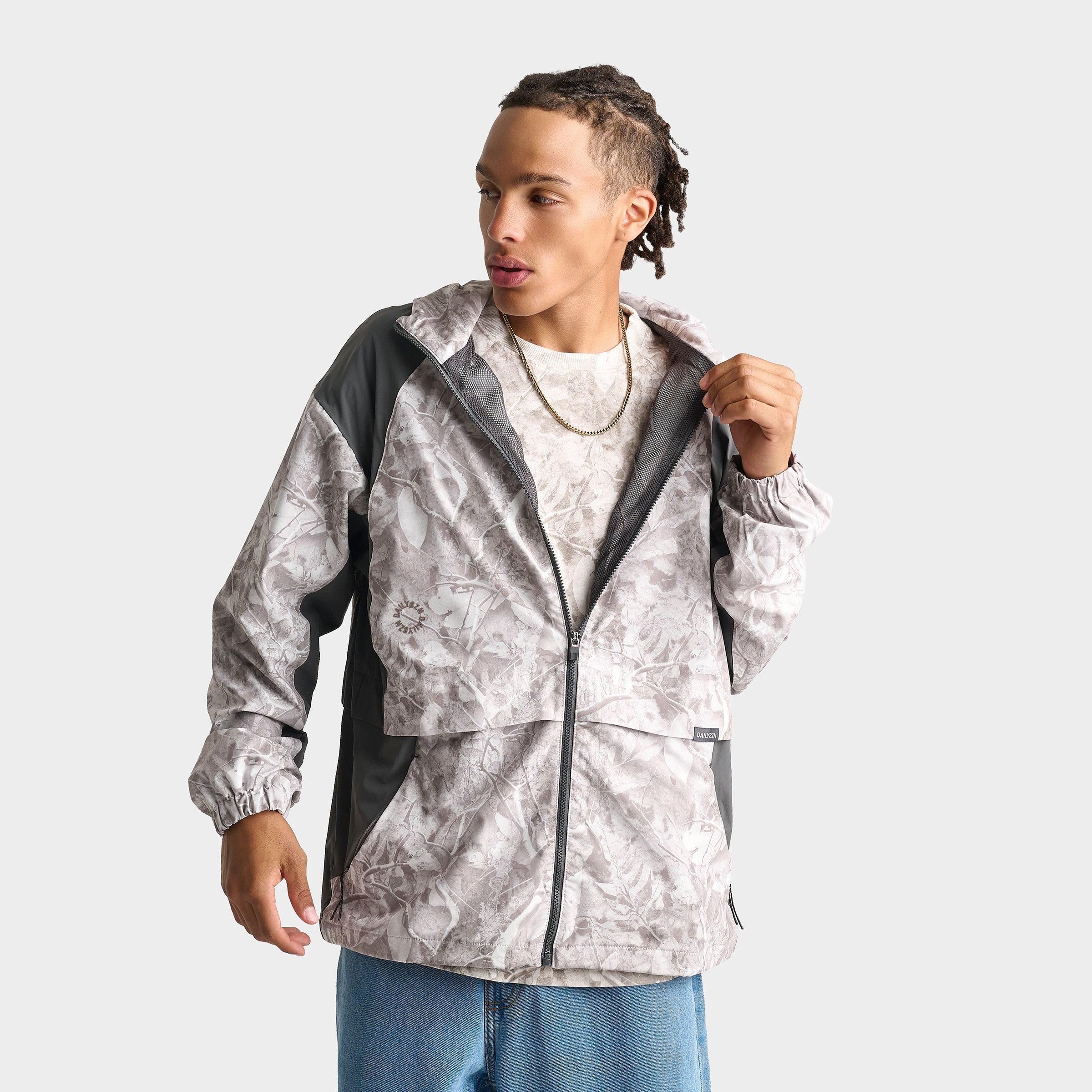 DAILYSZN Men's Mayton Woven Full-Zip Jacket in Tree Camo/Black Size: Small
