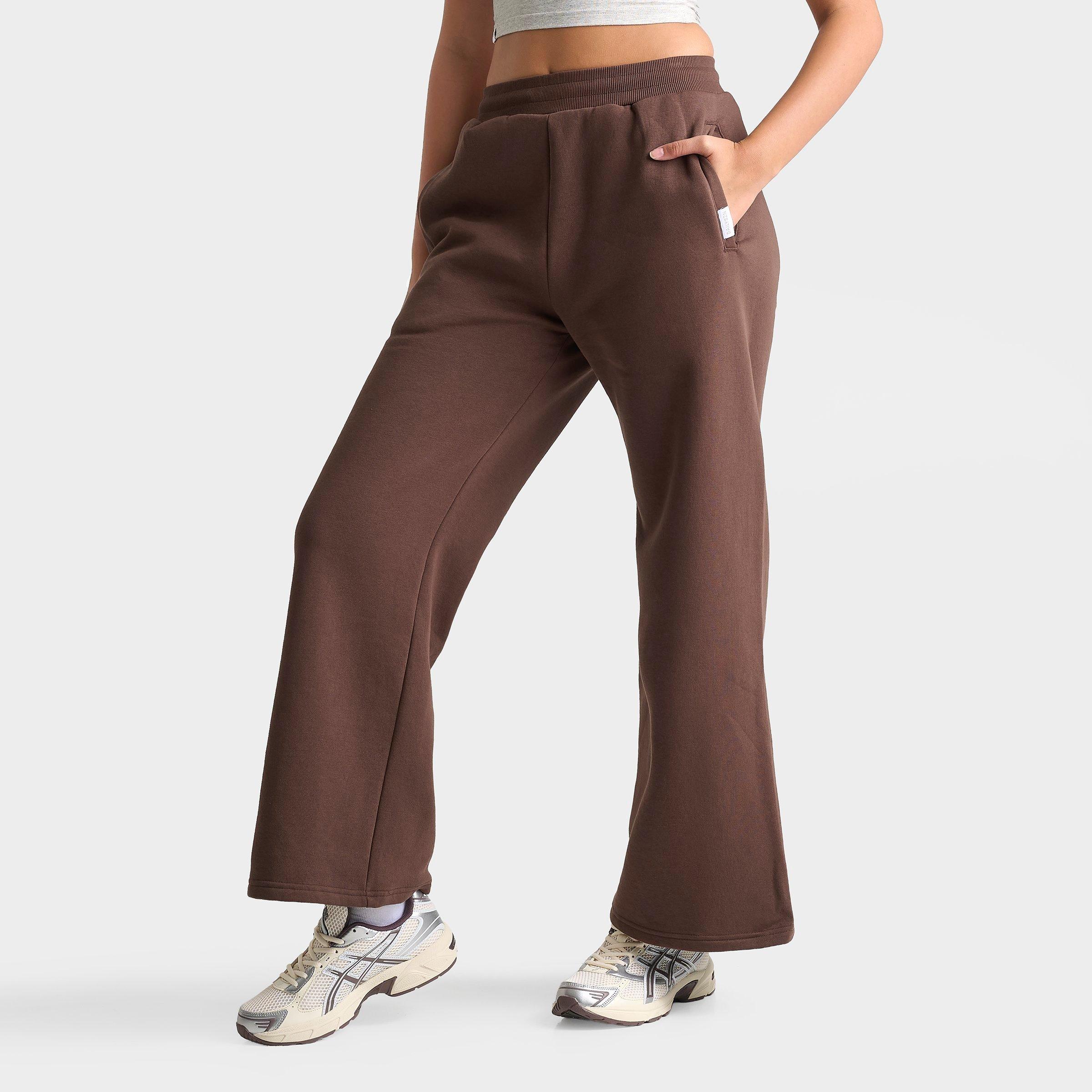 DAILYSZN Women's Fleece Wide Leg Jogger Pants in Chestnut Size: Medium