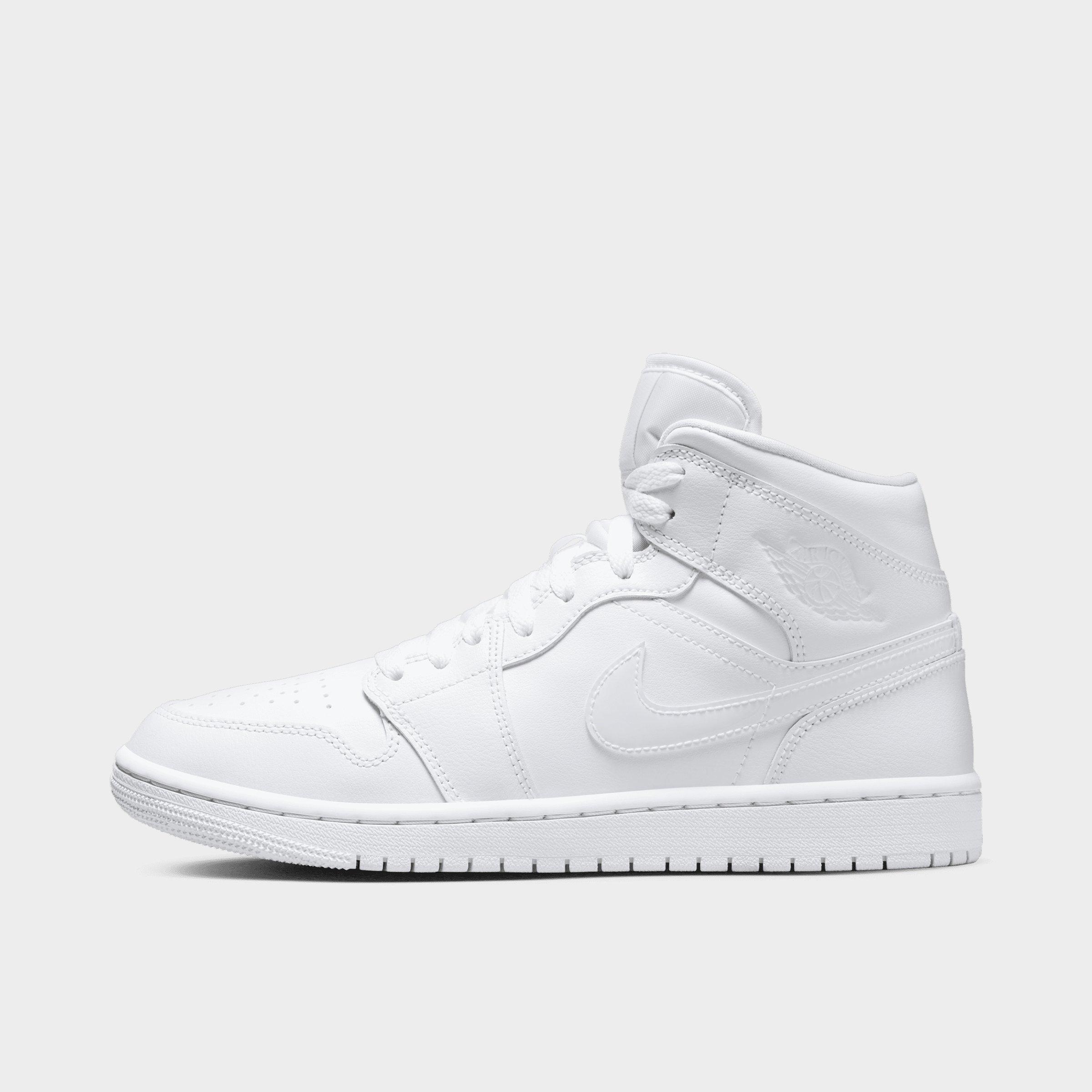 Jordan Women's Air Retro 1 Mid Casual Shoes in White/White Size: 8.0