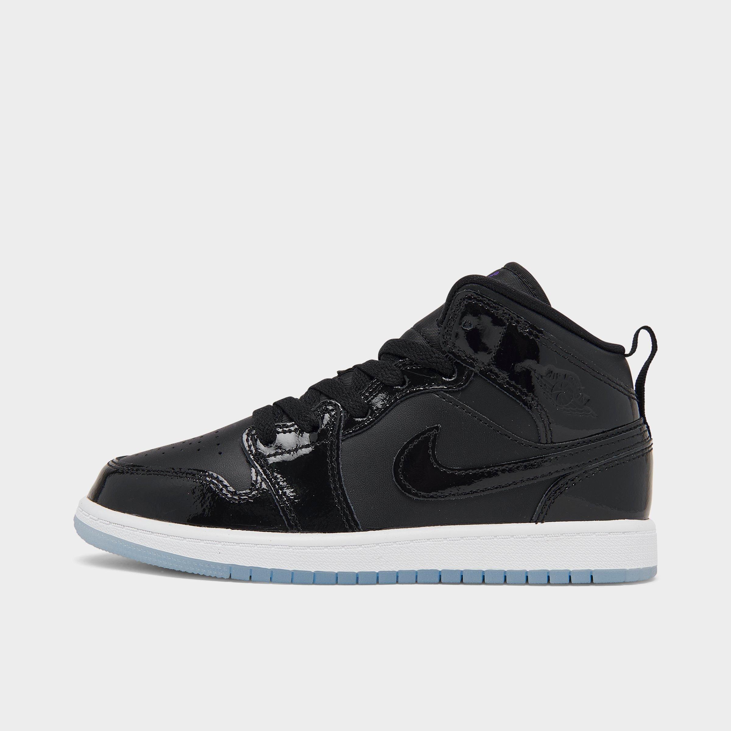 Jordan Little Kids Air Retro 1 Mid SE Casual Shoes in Black/Dark Concord/White Size: 1.5