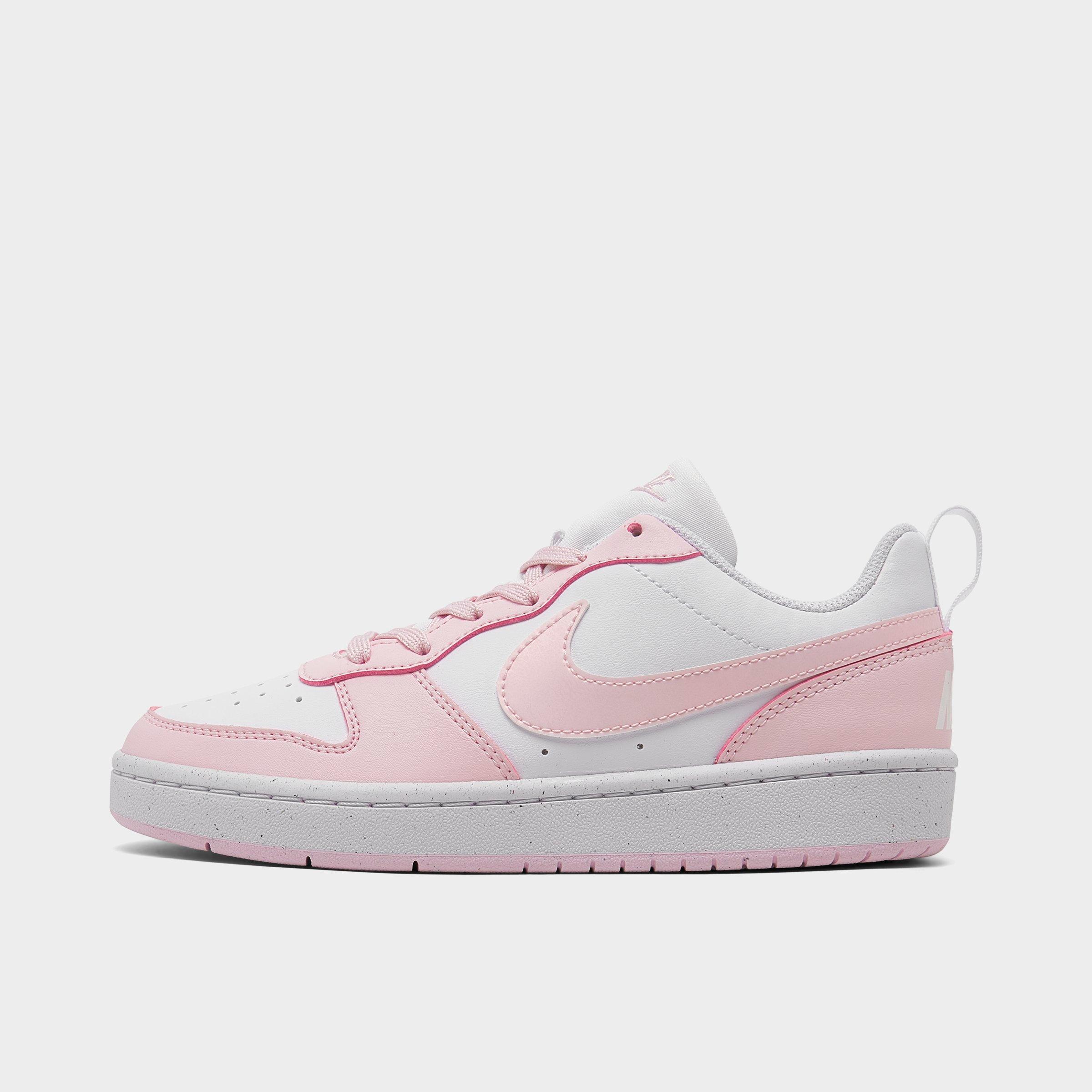 Nike Big Kids Court Borough Low Recraft Casual Shoes in White/Pink Foam Size: 3.5