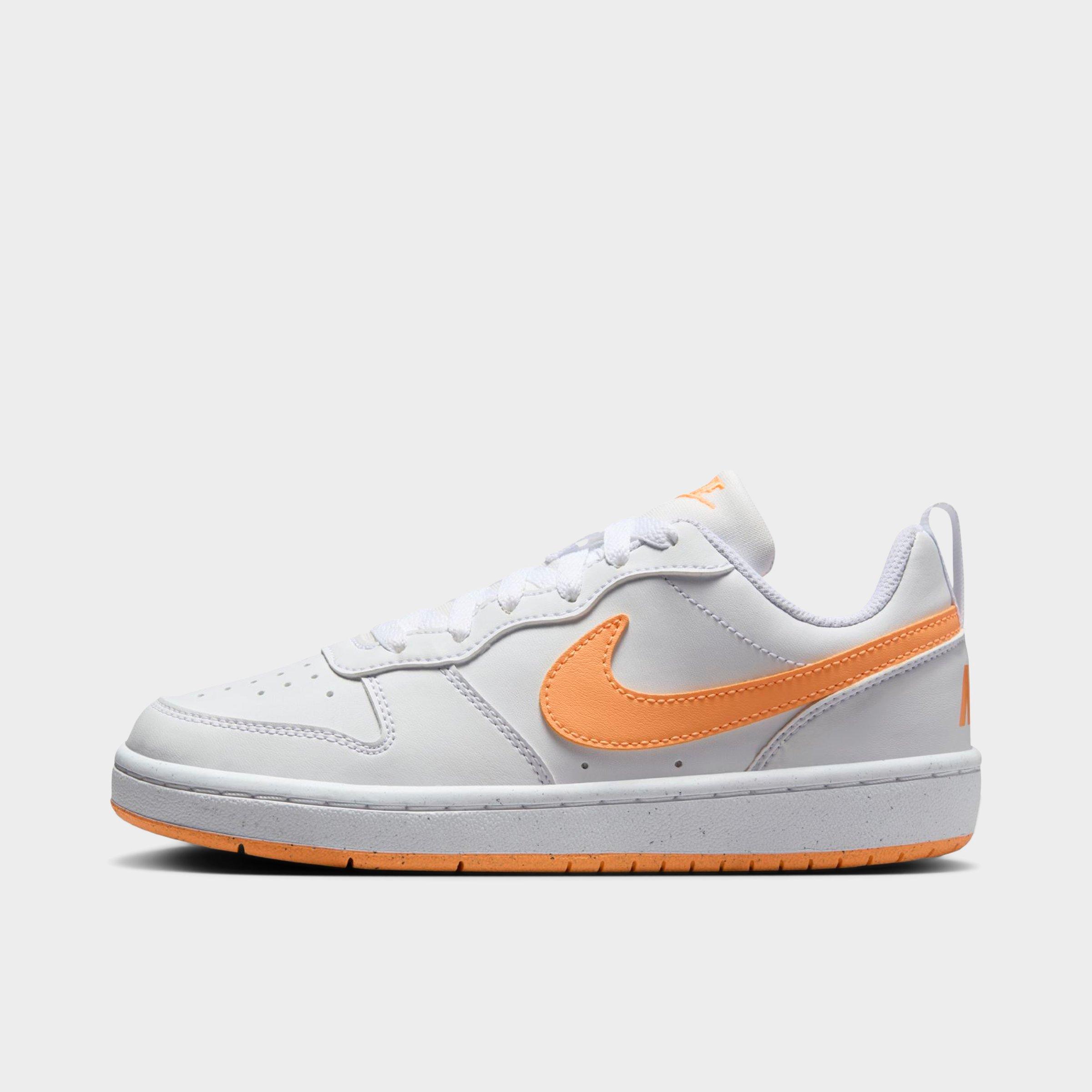 Nike Big Kids Court Borough Low Recraft Casual Shoes in White/Peach Cream/White Size: 6.0