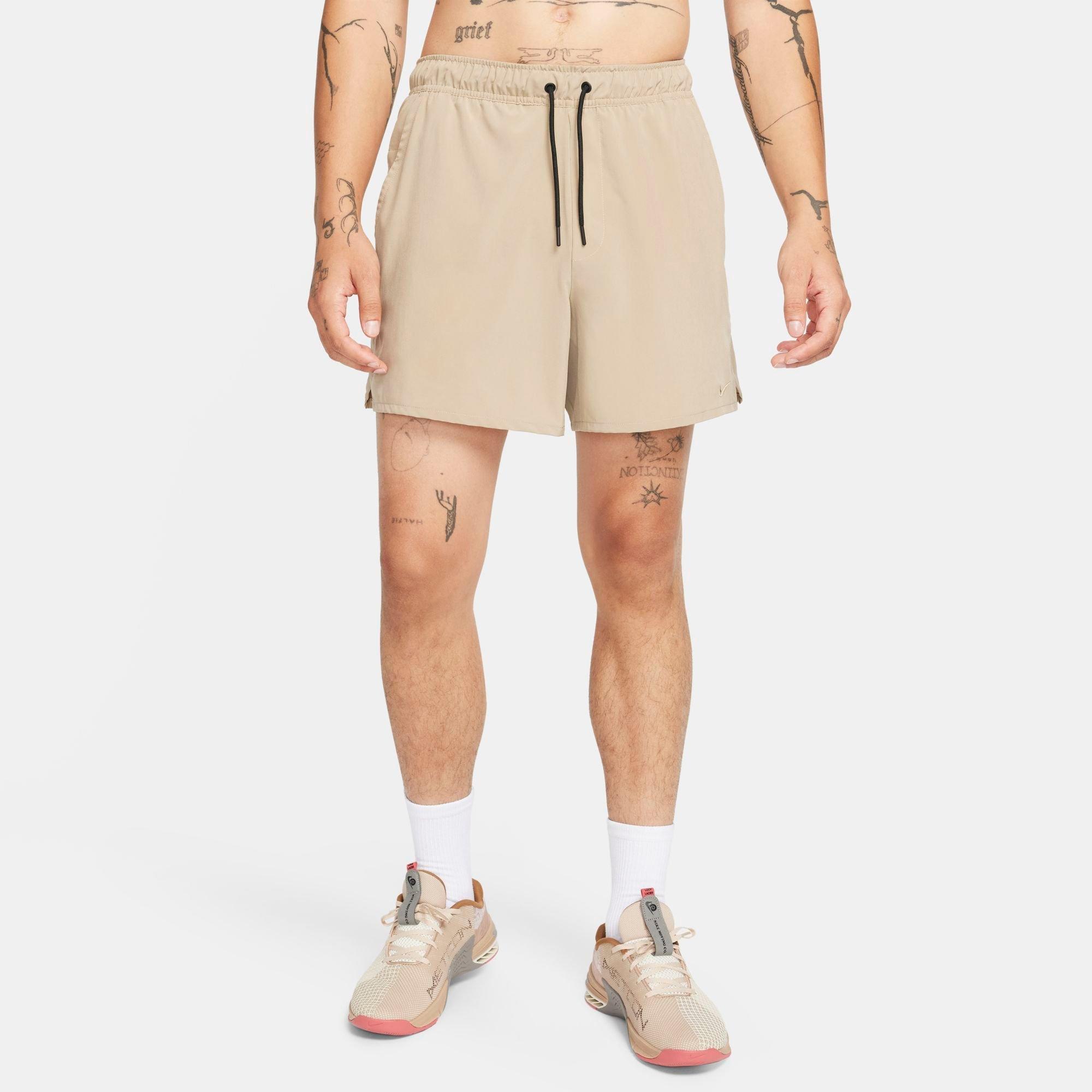 Nike Men's Unlimited Dri-FIT 5" Unlined Versatile Shorts in Khaki/Black/Khaki Size: Large